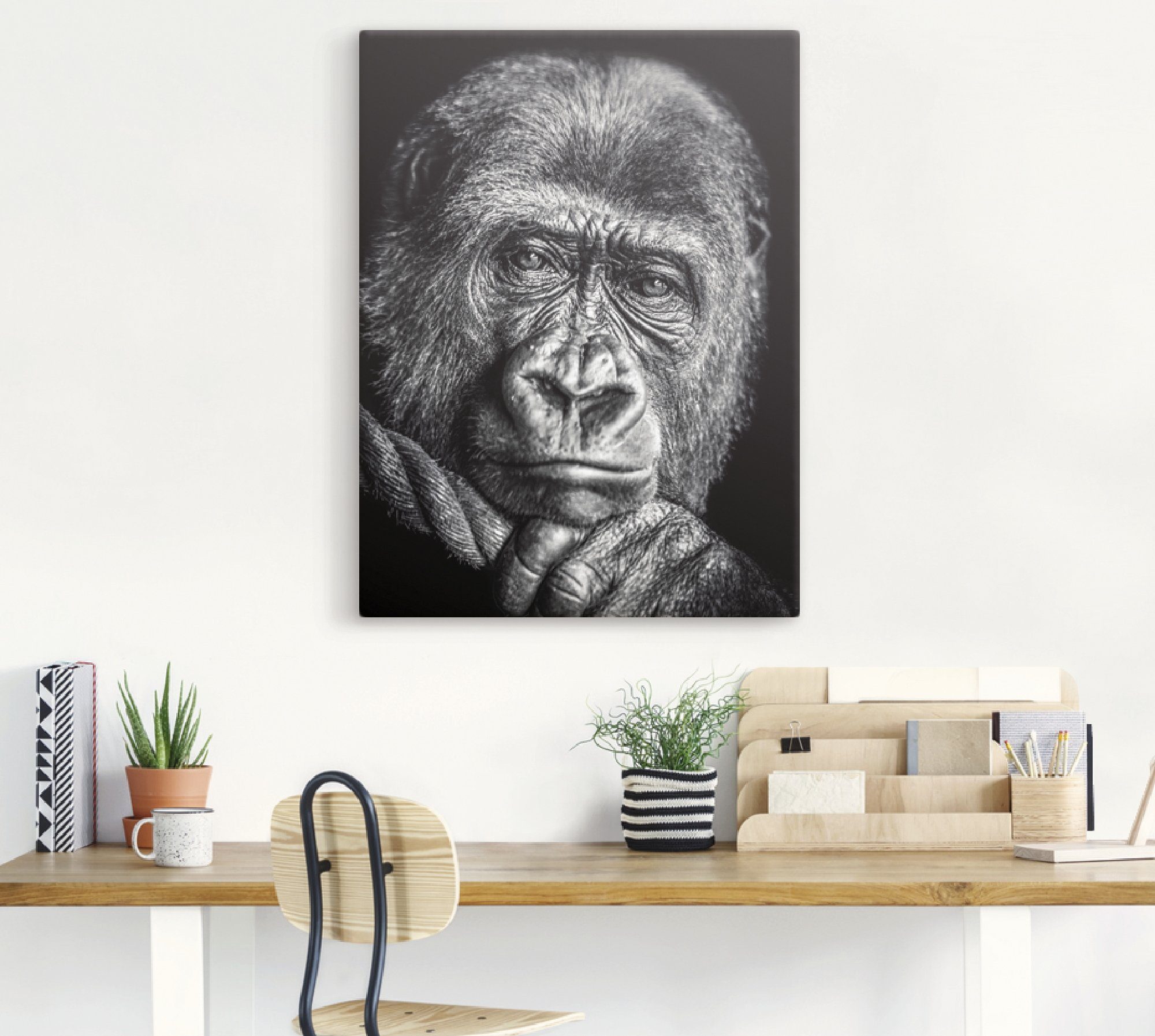 Wandbild oder in (1 Wandaufkleber Alubild, versch. St), Gorilla, Leinwandbild, als Artland Wildtiere Größen Poster
