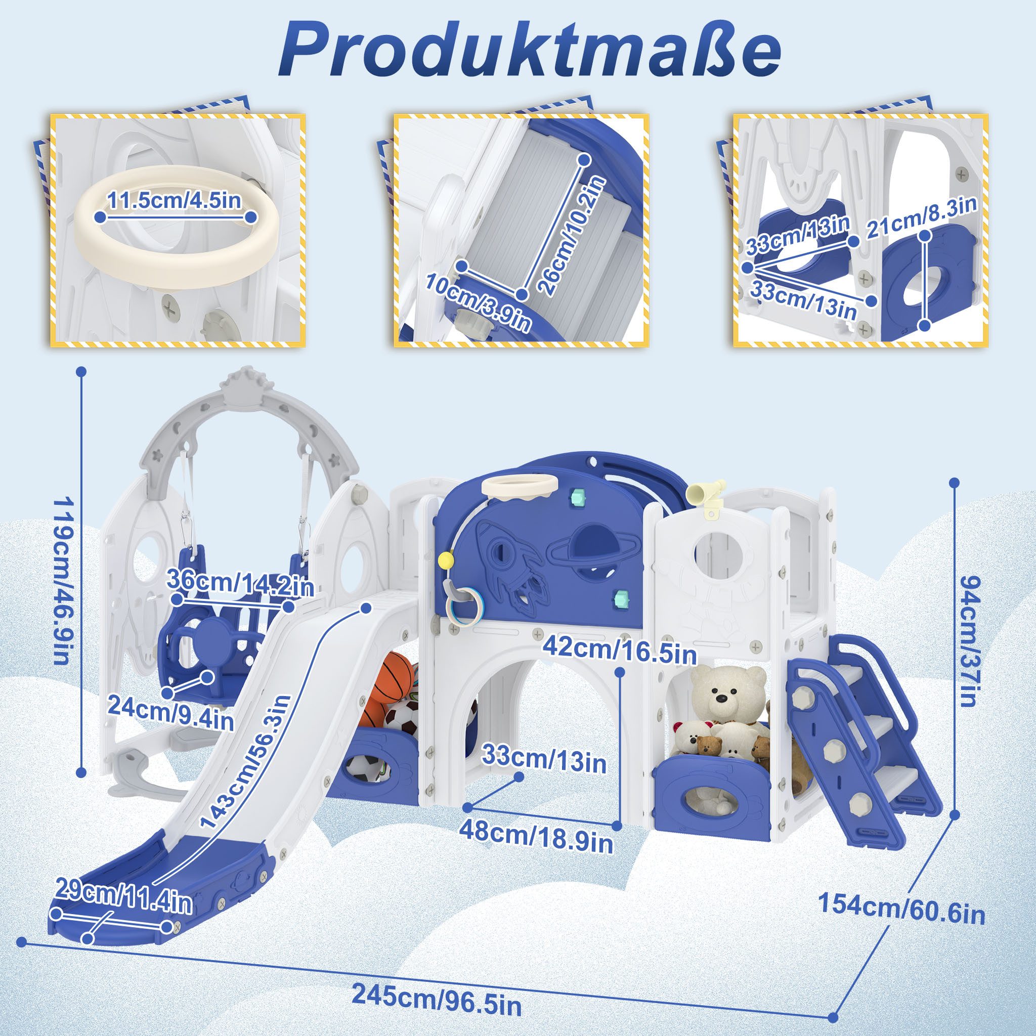FIVMEN Rutsche 9-in-1 Kinderrutsche für Kleinkinder ab 1 Jahr, Indoor und O günstig online kaufen