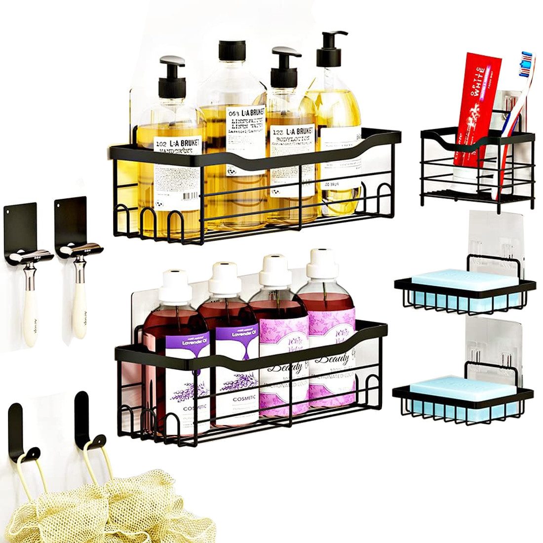 Refined Living Duschregal 9-teiliges Duschregal-Set Duschablagen ohne Bohre günstig online kaufen