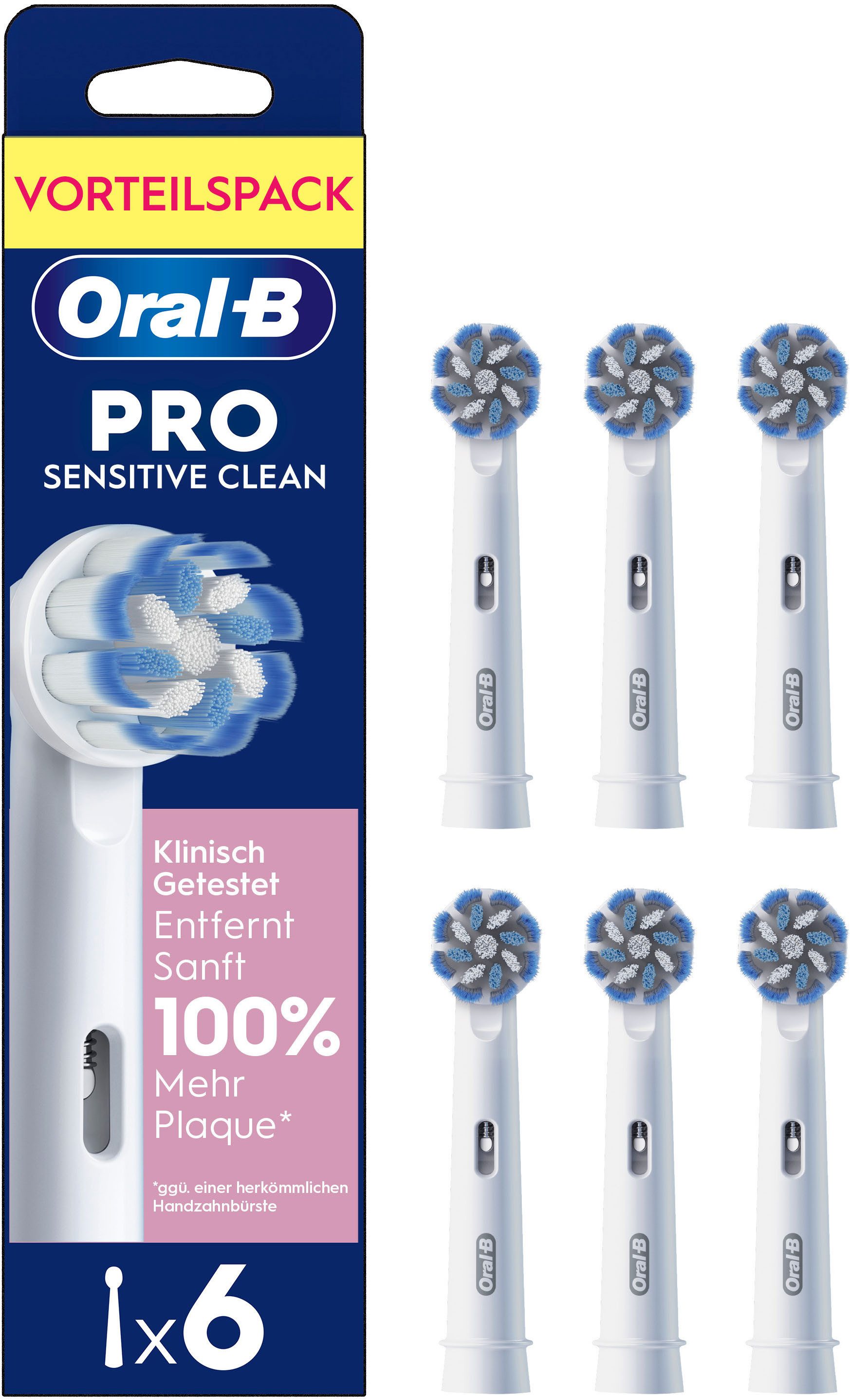 Oral-B Aufsteckbürsten Pro Sensitive Clean, Sanfte Zahnreinigung, innovative X-förmige Borsten