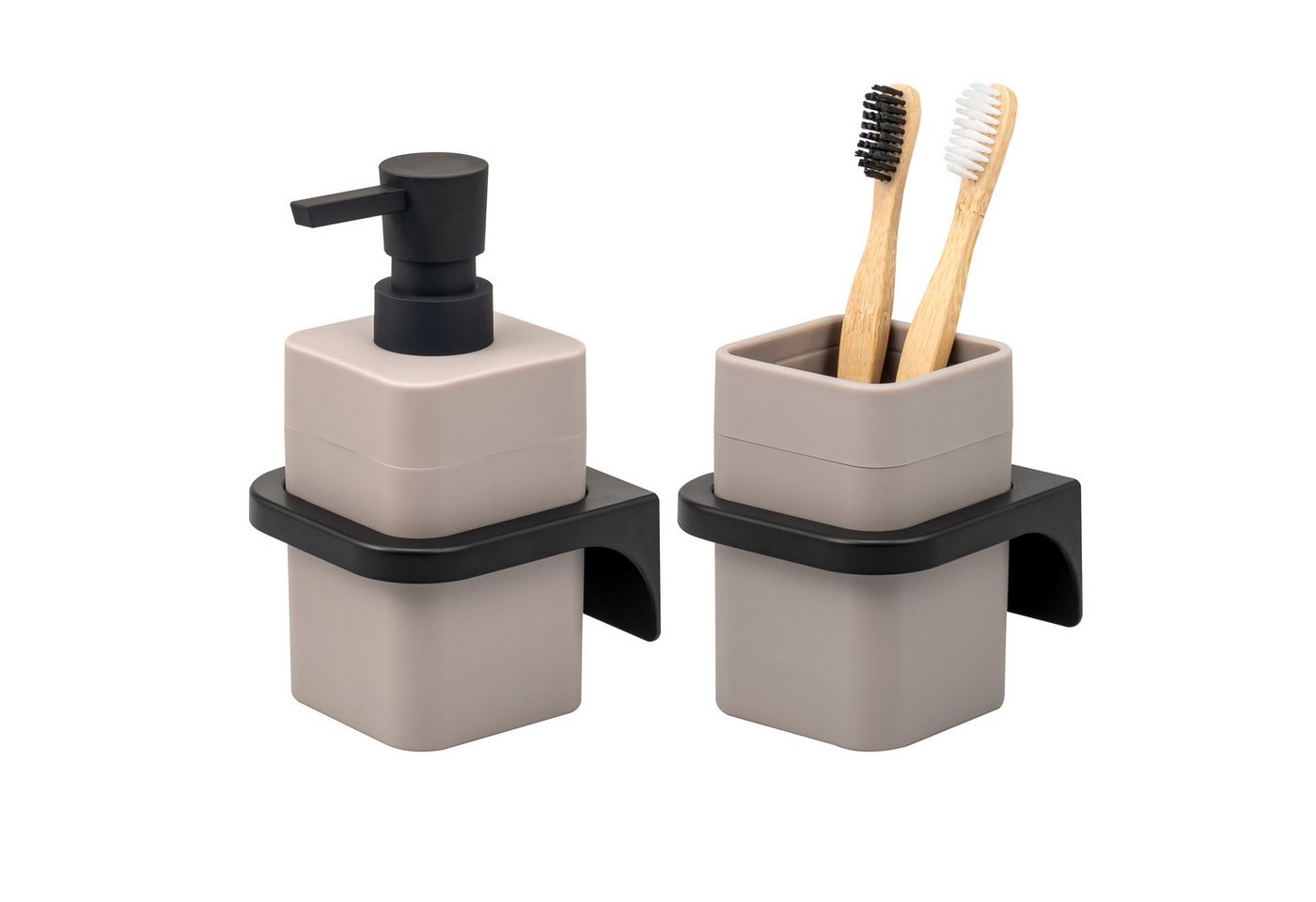 bremermann Badaccessoire-Set Bad-Serie SAVONA Softtouch inkl. Wandhalter, eckig, 2 tlg.