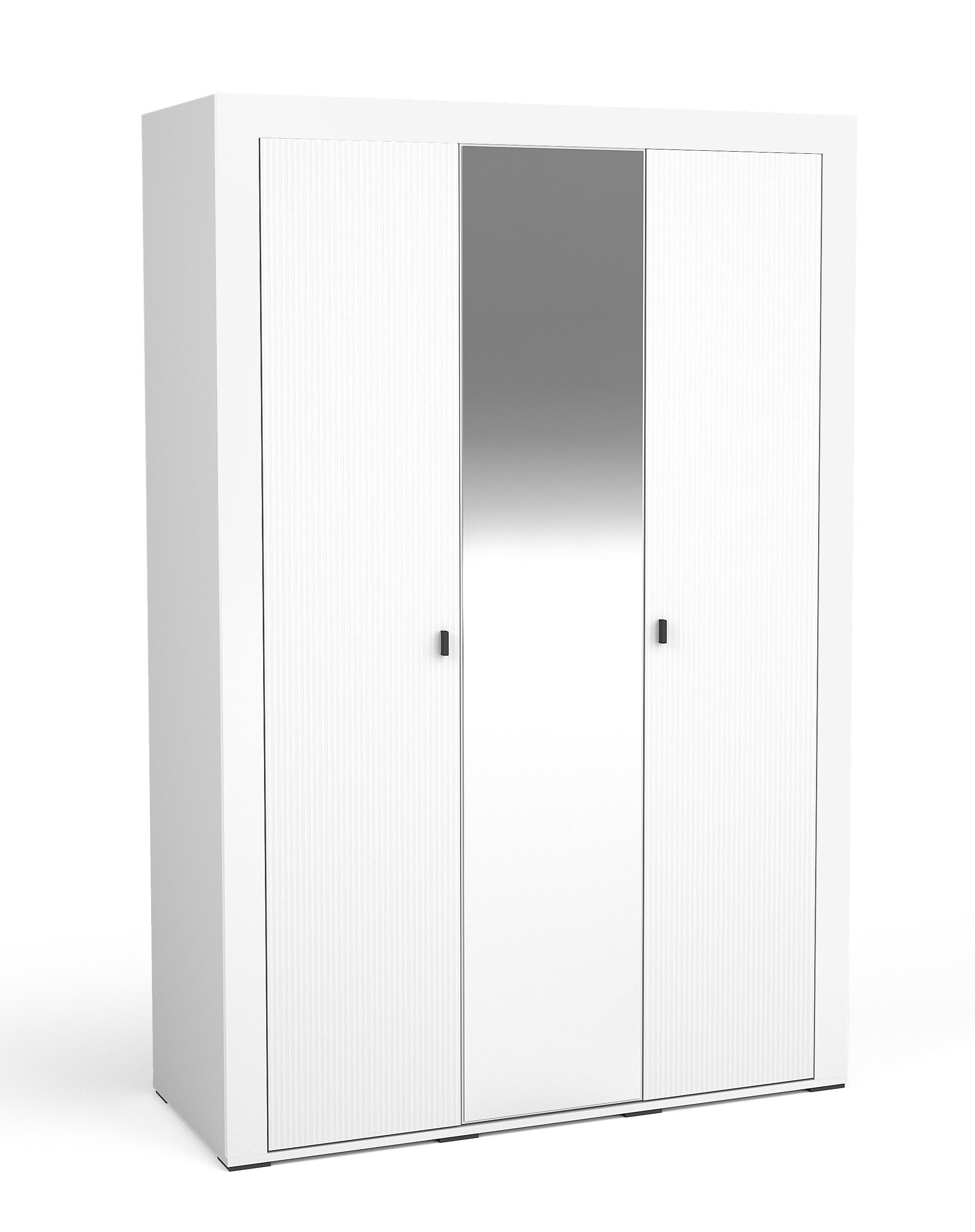 99rooms Drehtürenschrank Kossa (Kleiderschrank, Schrank) Modern Design, 7 Fächer, 6 Einlegeböden, Kleiderstange, mit 3 Türen