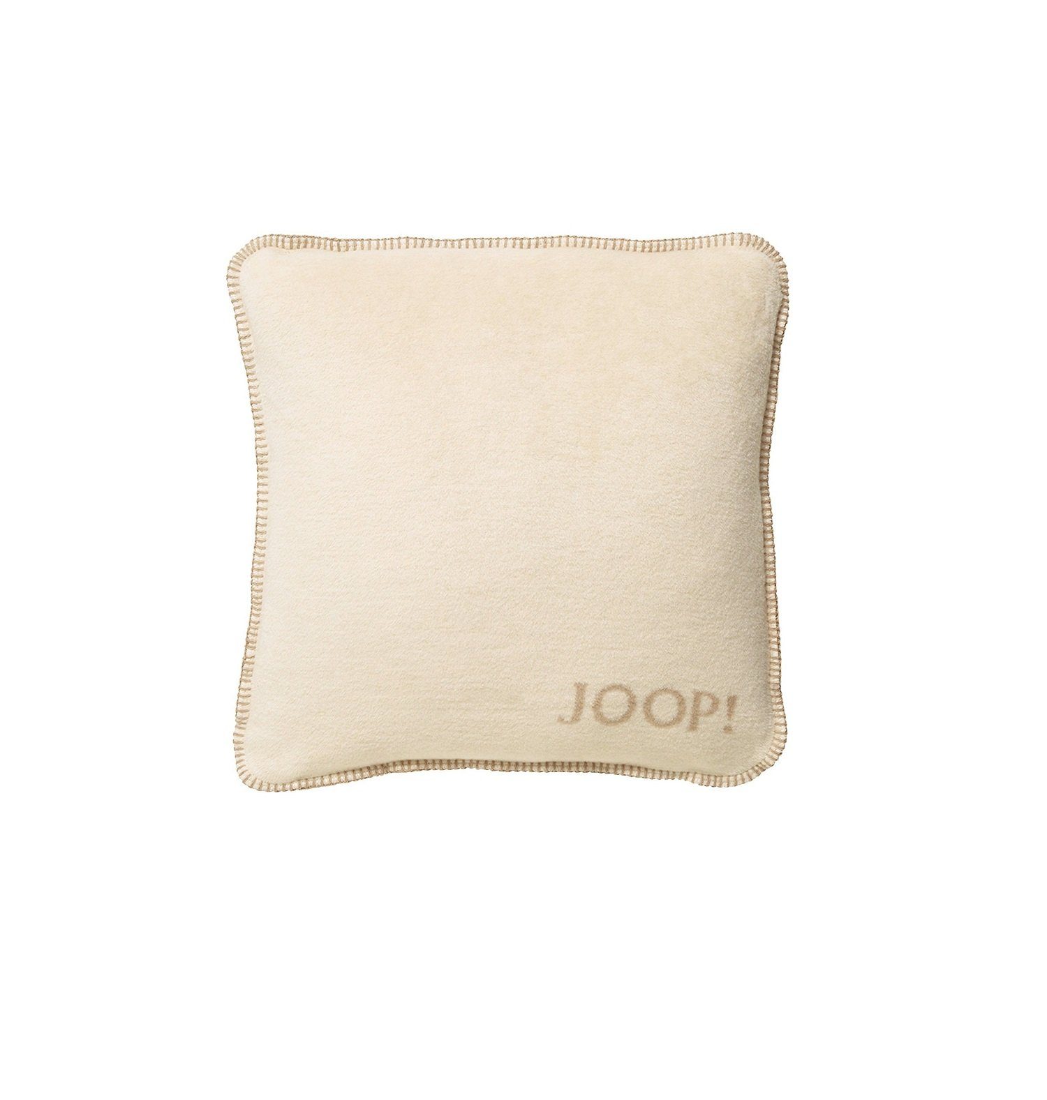 Uni-Doubleface Kissenhülle Fleece auf Reißverschluss Qualität, Joop!, Fleece JOOP! Qualität, weiche Kissenhülle Pergament-Sand Rückseite der