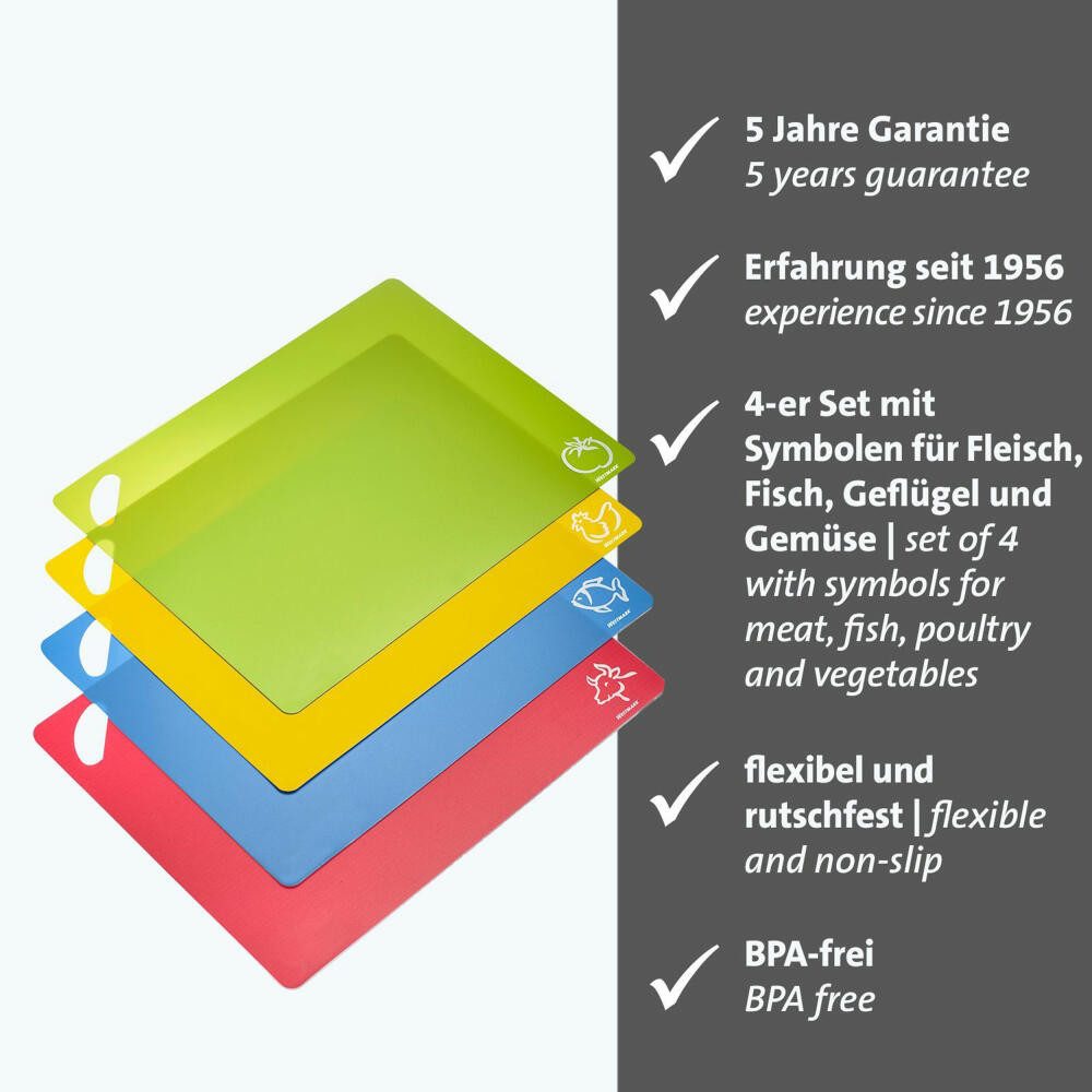 WESTMARK Schneidebrett Set aus 4 Schneidmatten, für Fleisch, Fisch, Gemüse und Geflügel, PP