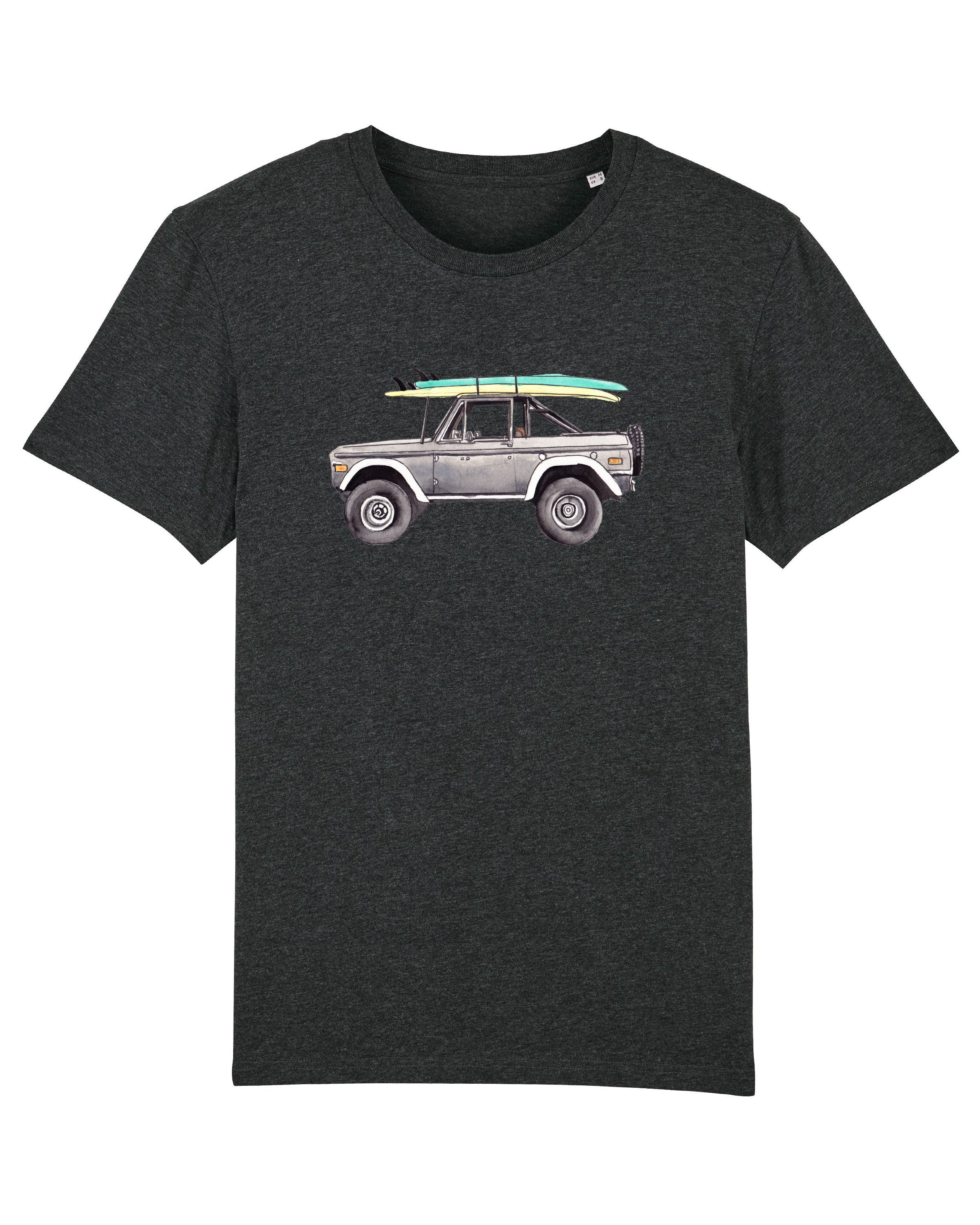 meliert Print-Shirt dunkelgrau Apparel (1-tlg) Pickup Surf wat?