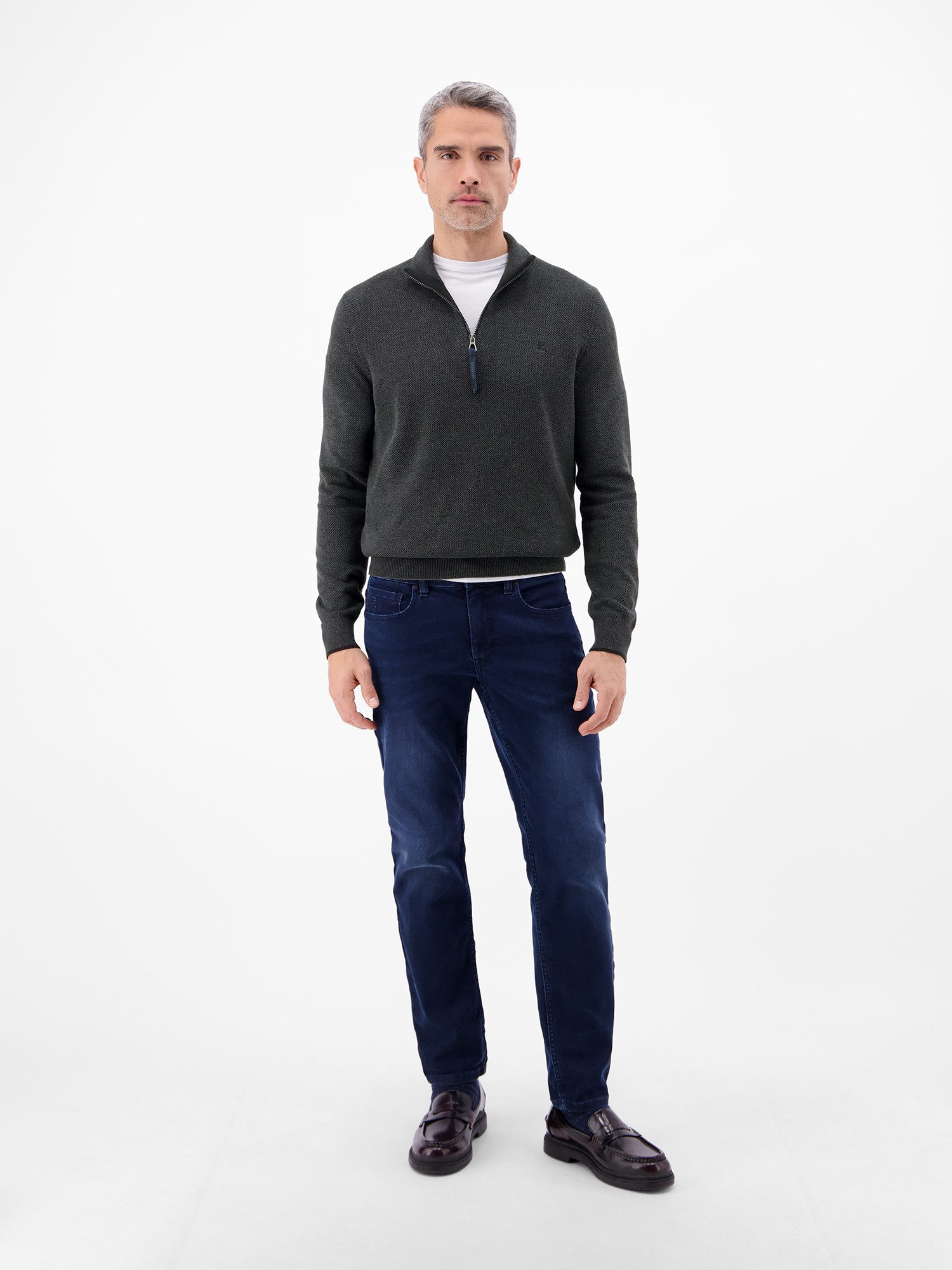 LERROS Sweatshirt Troyer in Strukturqualität Herrensweatshirt aus 100% Baumwolle & Troyer-Kragen mit Reißverschluss – Bild 4 von 5