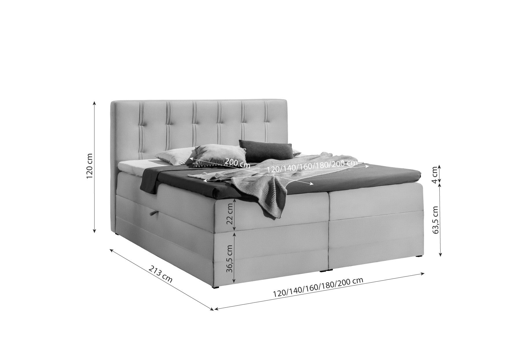 99rooms Boxspringbett Hugo (Schlafzimmerbett, Bett), 120/140/160/180/200, mit Taschenfederkernmatratze, Topper, Bettkasten