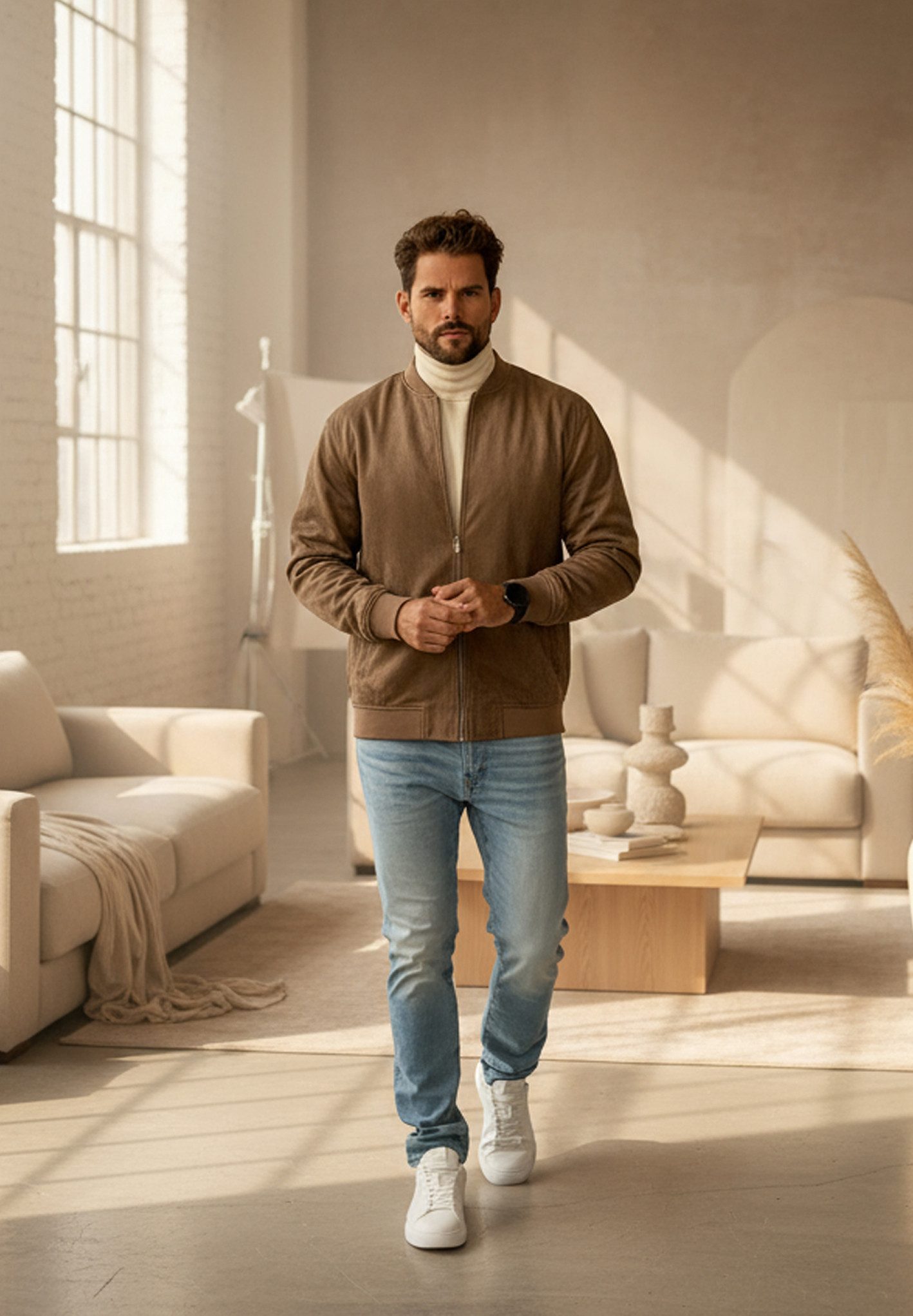 OneRedox Blouson als Weiche Übergangsjacke mit Baseball-Kragen Herren Blousonjacke im Bomberjacken Stil als Layering-Piece
