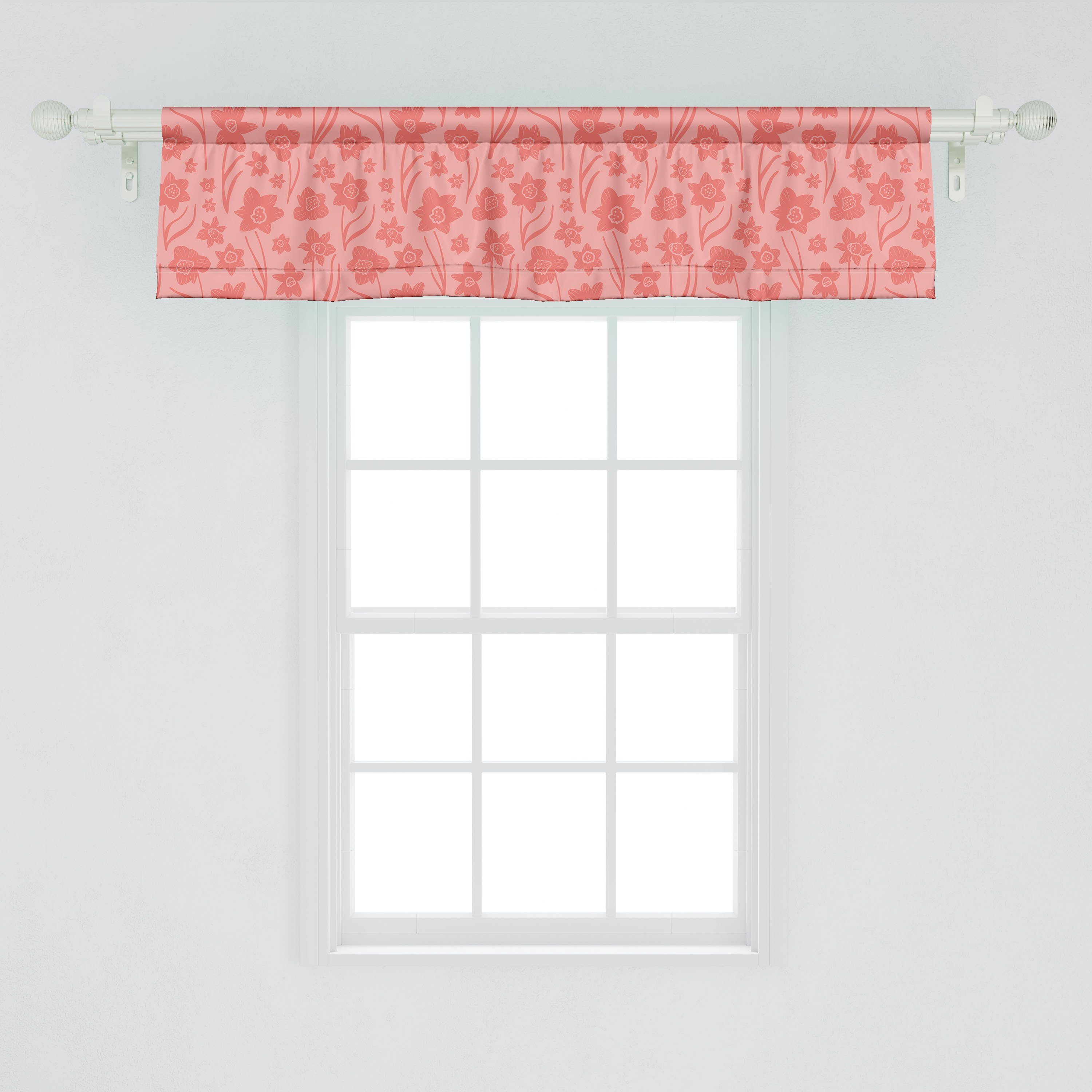 Scheibengardine Simplistic Dekor Blumen Blumen Vorhang Romantische für Schlafzimmer mit Volant Abakuhaus, Microfaser, Stangentasche, Küche