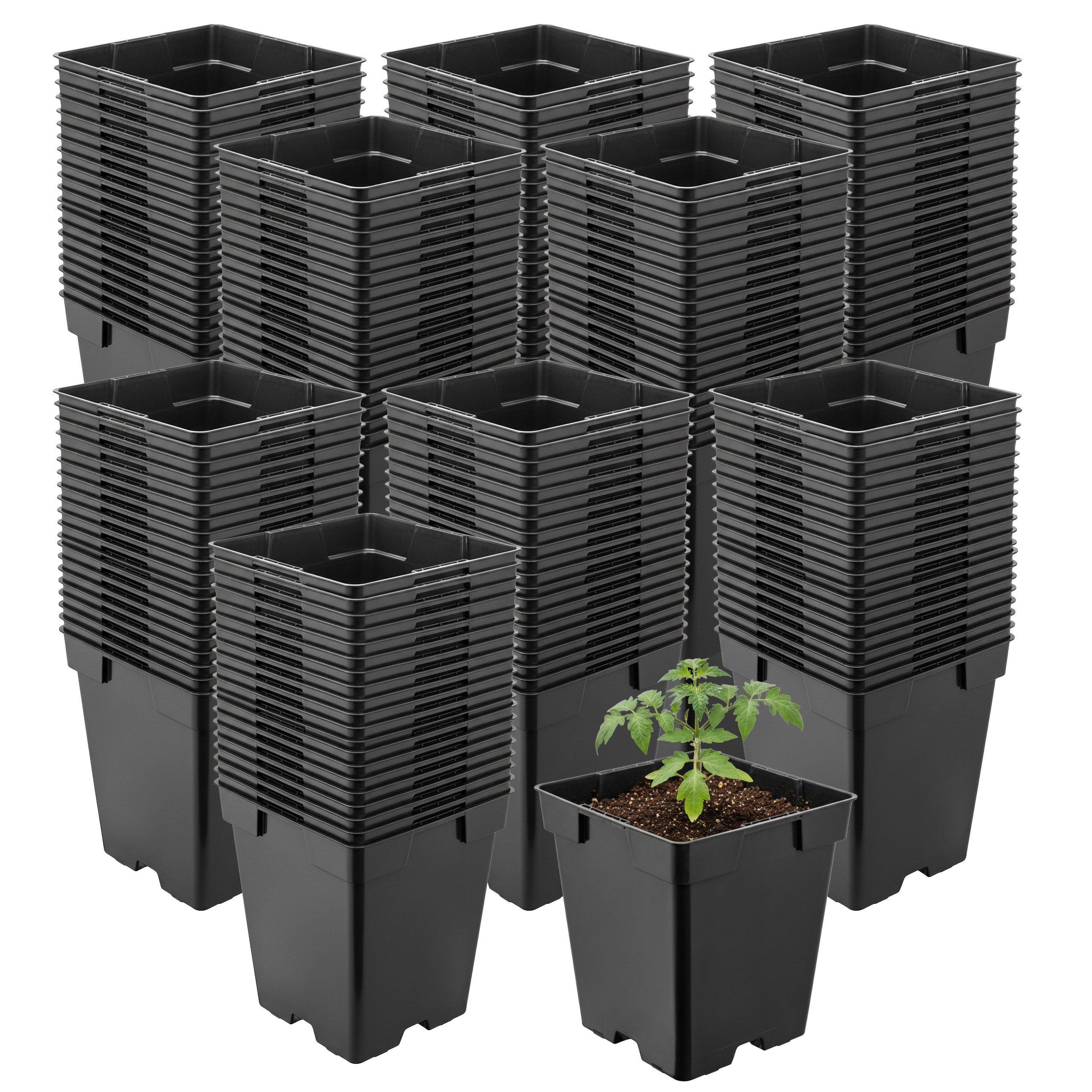 Garronda Blumentopf Kunststoff eckig mit Drainagelöchern Blumentopf für Garten GD-0199 (200 St., 200er Set)
