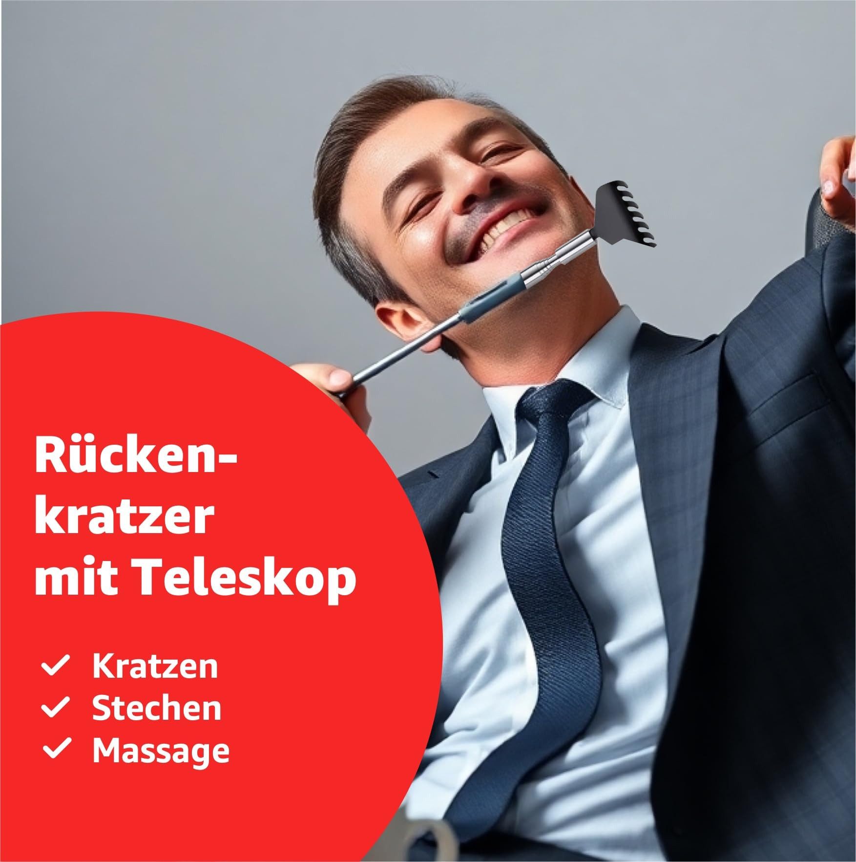 Praktikraft Massagebürste 4x Rückenkratzer Teleskop: Breite Kratzhand als Massagegerät, 4er Set, 4-tlg., 4-teilig, ausziehbar