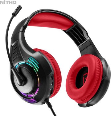 NITHO SND-RADR-RK Gaming-Headset (Kabellose 2.4-GHz-Verbindung für geringe Latenz und uneingeschränktes Gaming-Vergnügen. Hohe Reichweite und Akkulaufzeit, Multifunktionales Gaming-Headset für alle Plattformen mit RGB-Licht)