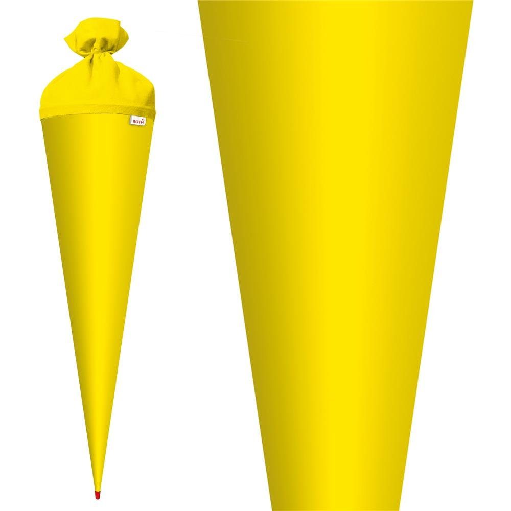 Roth Schultüte Basteltüte 70 cm, rund gelb Einschulung Zuckertüte Rot(h)-Spitze Filz-Verschluss
