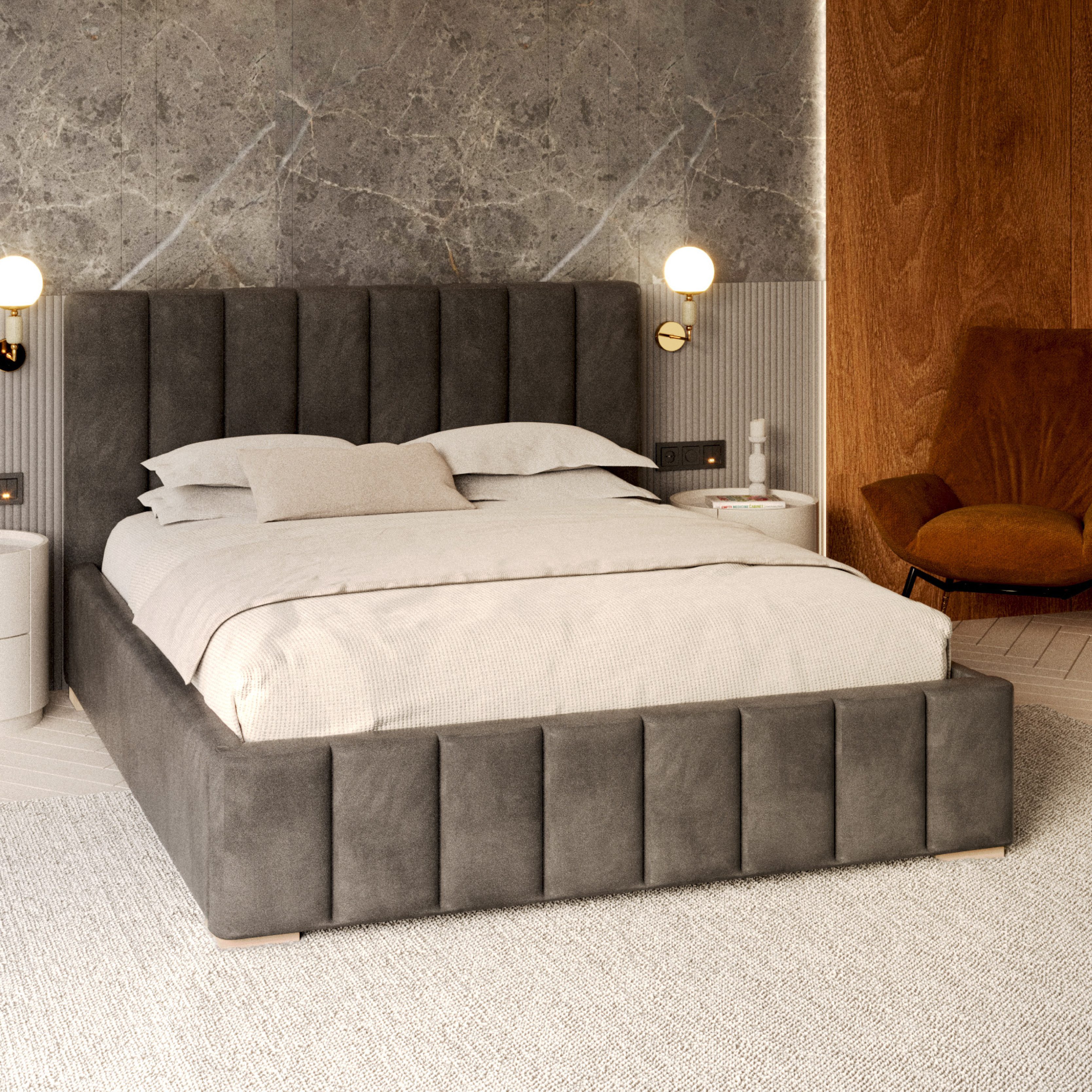 FDM Polsterbett modern mit Bettkasten MADE IN EU - mit hochwertigem Velours günstig online kaufen