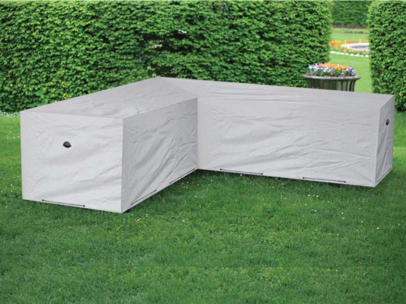 PEREL Gartenmöbel-Schutzhülle (1-St), Abdeckung Lounge-Möbel atmungsaktive Abdeckhaube L-Form 215x215x85cm