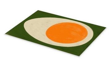 Posterlounge Poster ATELIER M, Hart gekochtes Ei auf Grün, Küche Illustration