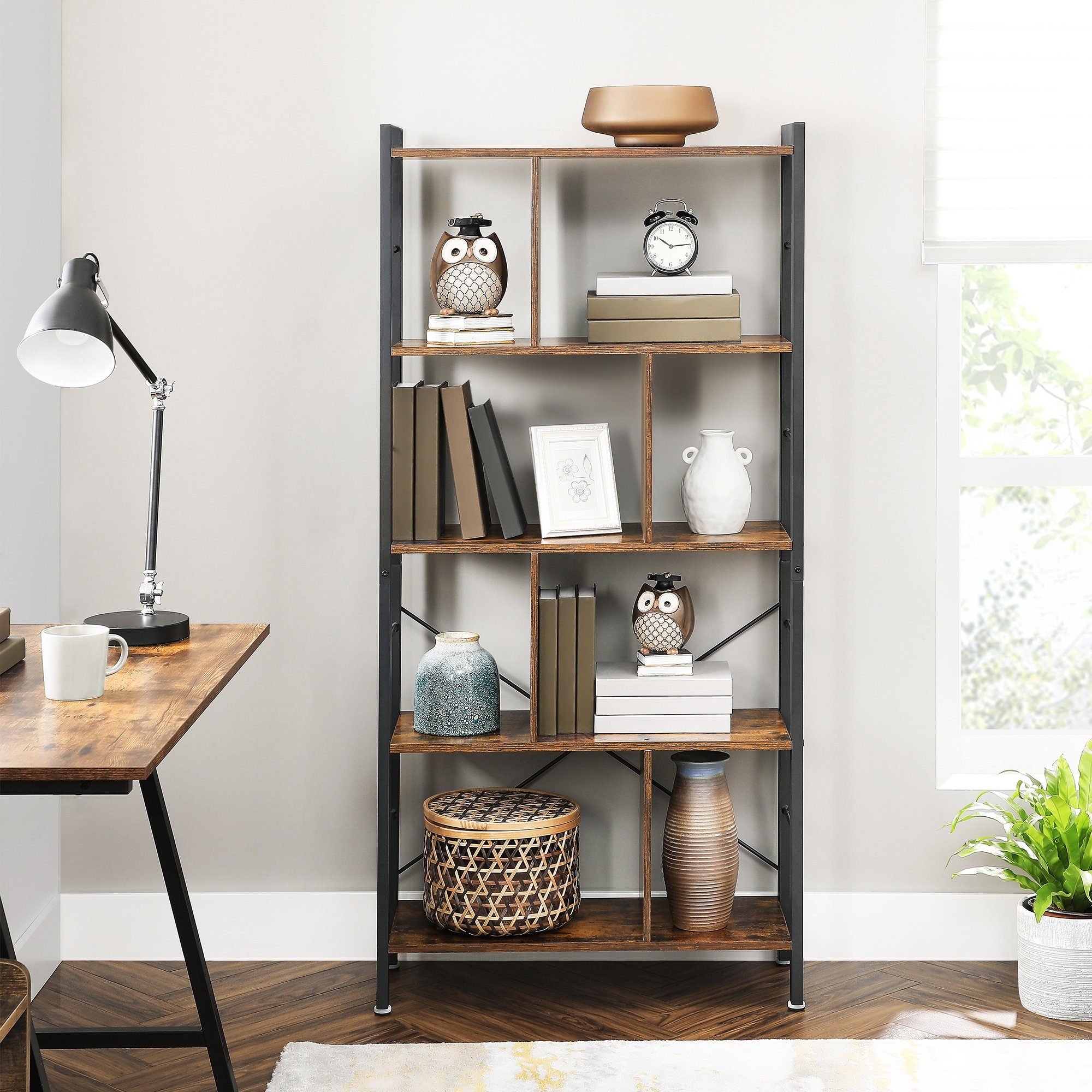 VASAGLE Bücherregal Standregal, Metallgestell, Arbeitszimmer günstig online kaufen