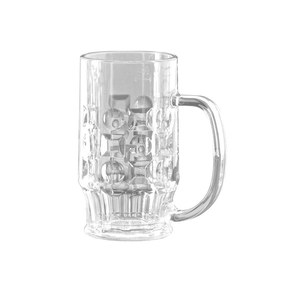 Ornamin Bierglas Bierkrug, SAN, Bruchstabiler Bierkrug l Glas-Optik l für Garten und Events