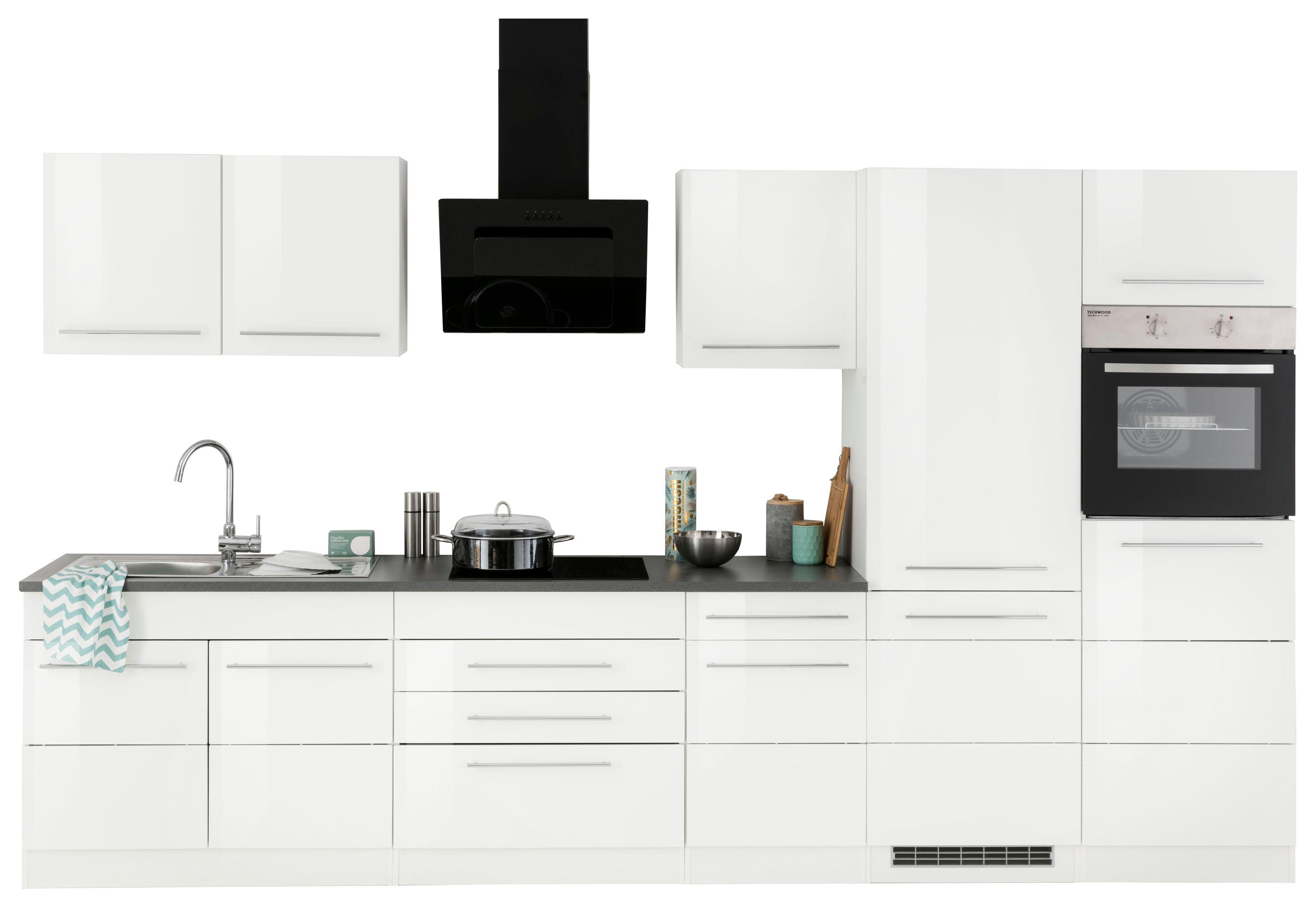 KOCHSTATION Küchenzeile KS-Trient, Breite 350 cm, wahlweise mit E-Geräten, mit Arbeitsplatte