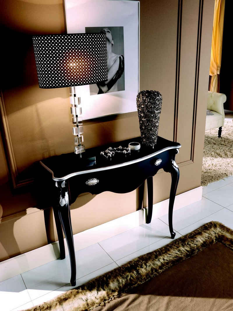 JVmoebel Konsolentisch Schwarze Konsole Design Italienische Möbel Barock Konsolentisch Holz Kommode