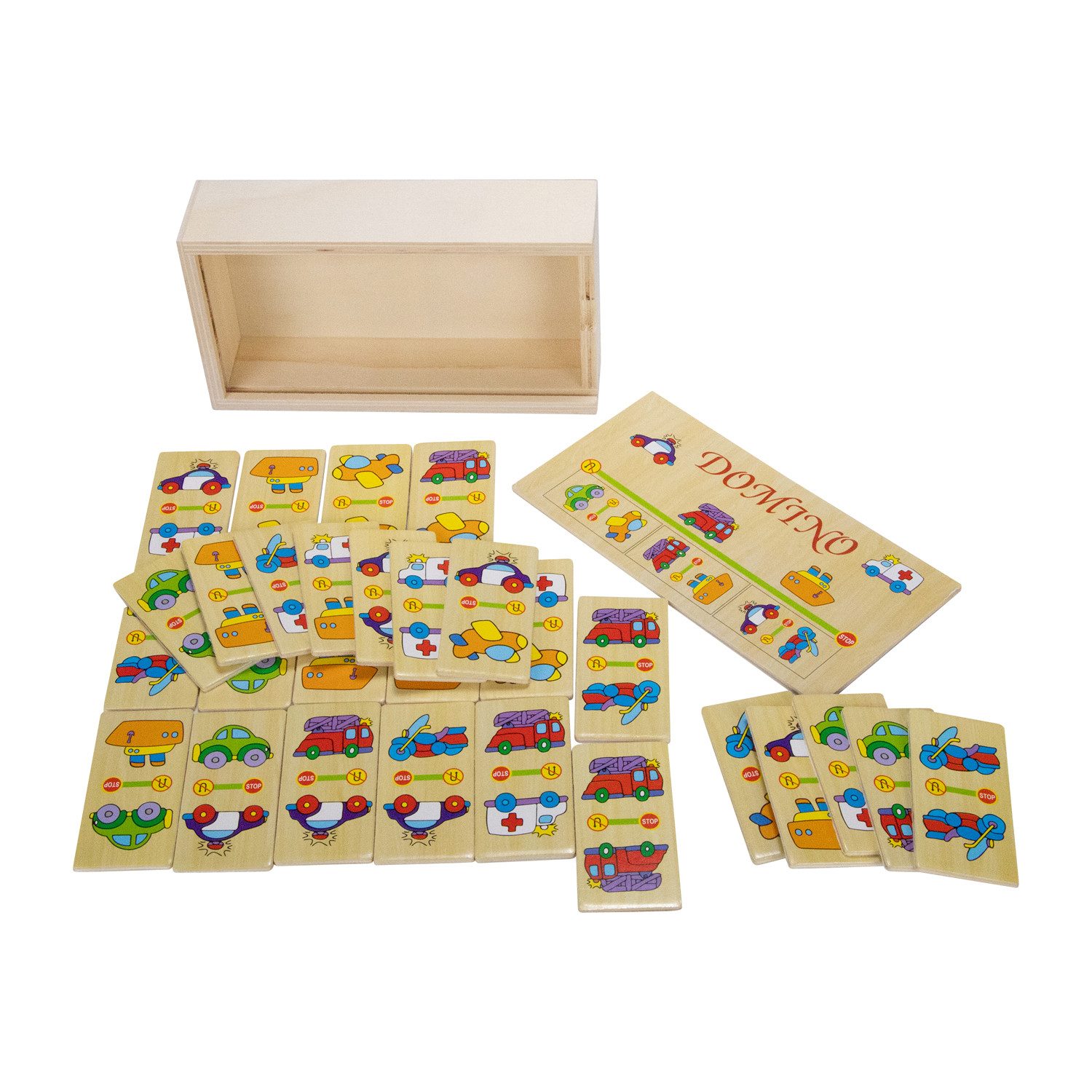 GICO Игрыsammlung GICO Holz Domino Fahrzeuge Kinder Erwachsene Reisespiel - 7968