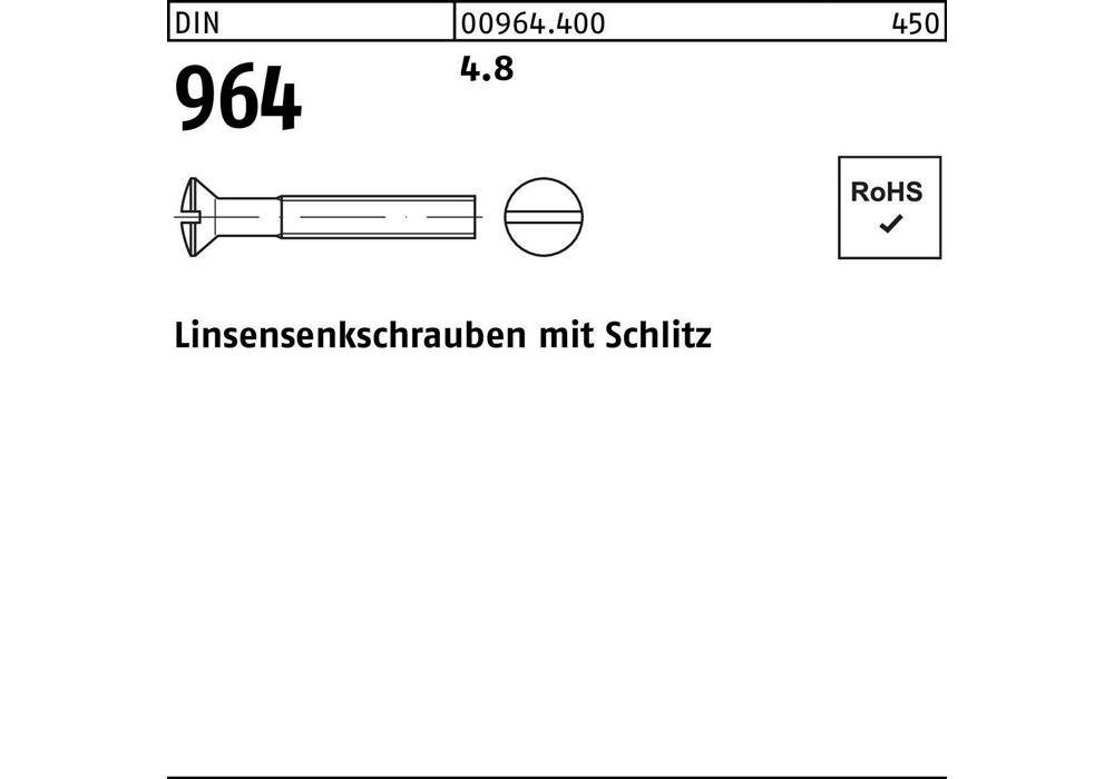 Senkschraube Linsensenkschraube DIN 964 Schlitz M 5 x 30 4.8