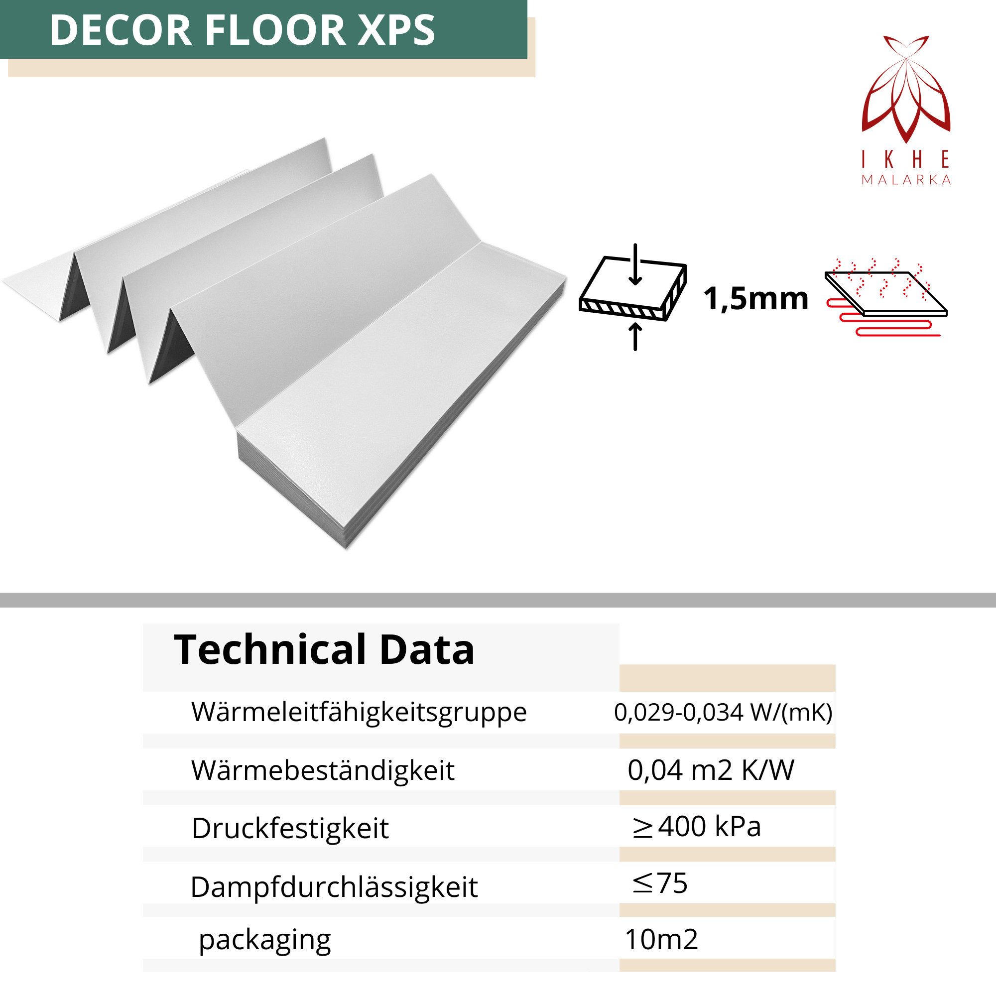 IKHEMalarka Dämmunterlage Klick Vinylboden LVT 1,5 mm ≤ 400 kPa, (1,5 mm, 1-St., 10m), Schalldämmung Warmdämmung Trittschalldämmung