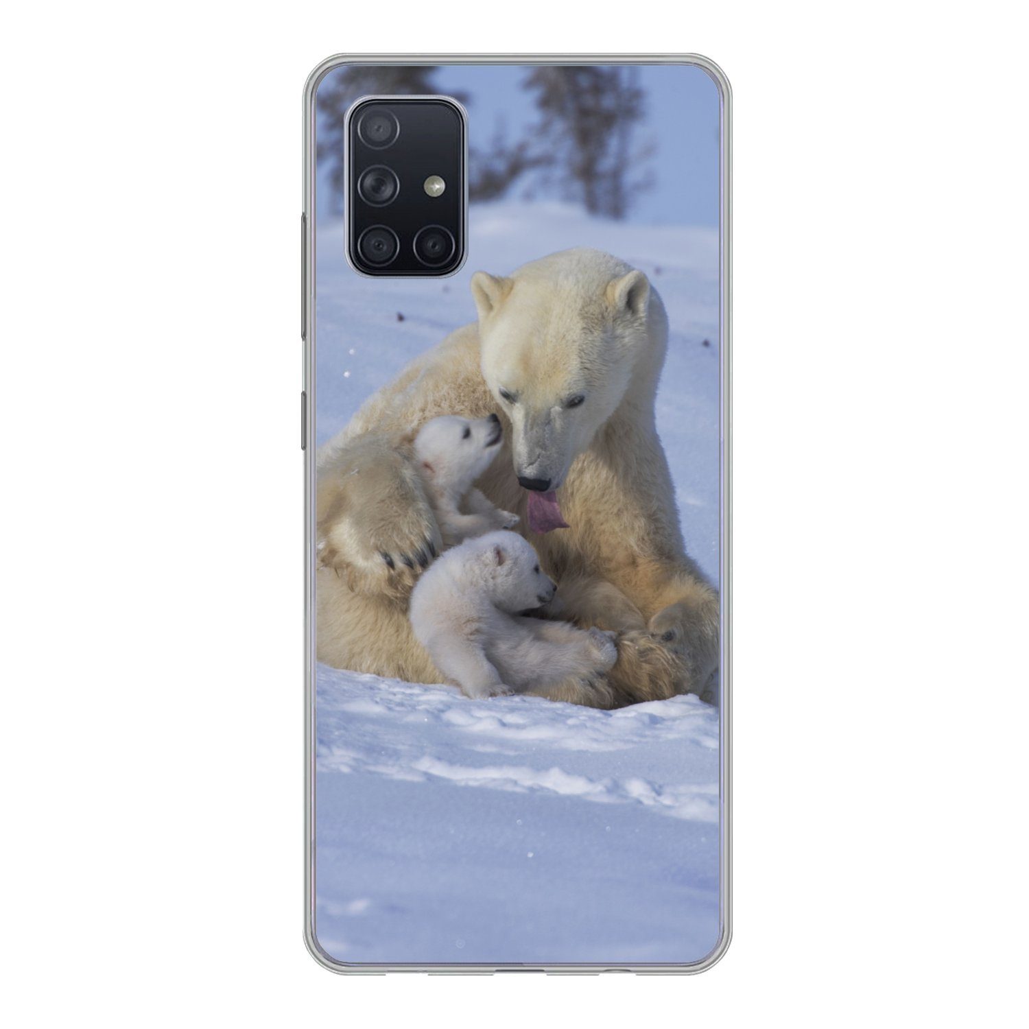 MuchoWow Handyhülle Eisbären - Schnee - Weiß, Phone Case, Handyhülle Samsung Galaxy A71, Silikon, Schutzhülle