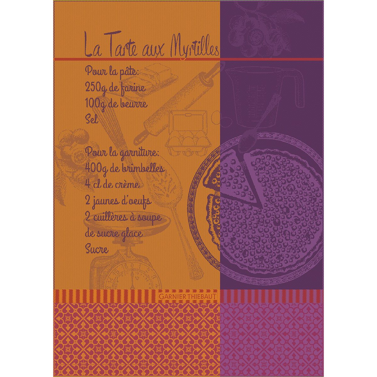 Garnier Thiebaut Geschirrtuch Geschirrtuch Tarte myrtilles violine 56x78 cm, (1-tlg., 1 x Geschirrtuch), jacquard-gewebt