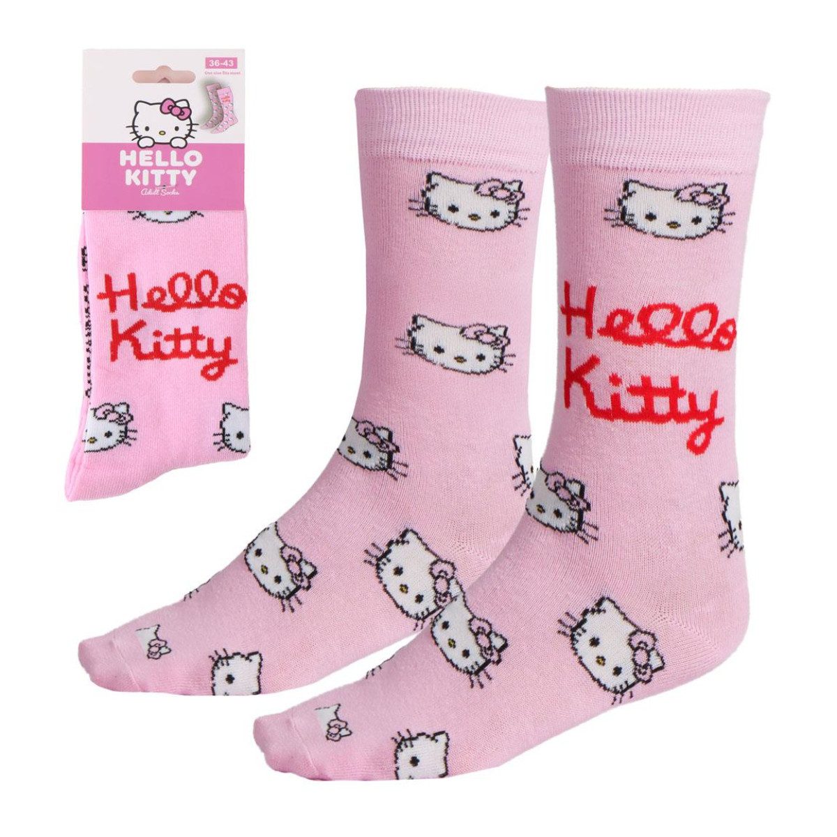 Cerda Socken Hello Kitty Ein-Paar Baumwollsocken Alltagssocken 36-43