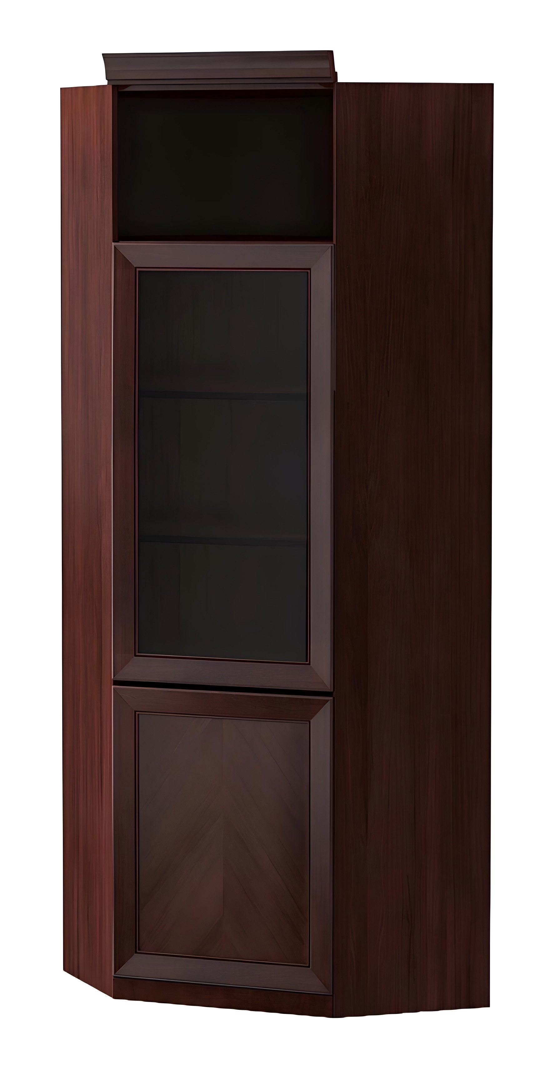 Xlmoebel Aktenschrank M13 Eck-Schrank aus Holz mit Vitrine und Stauraum für Büro (Monaco MO-13) Hergestellt in Europa