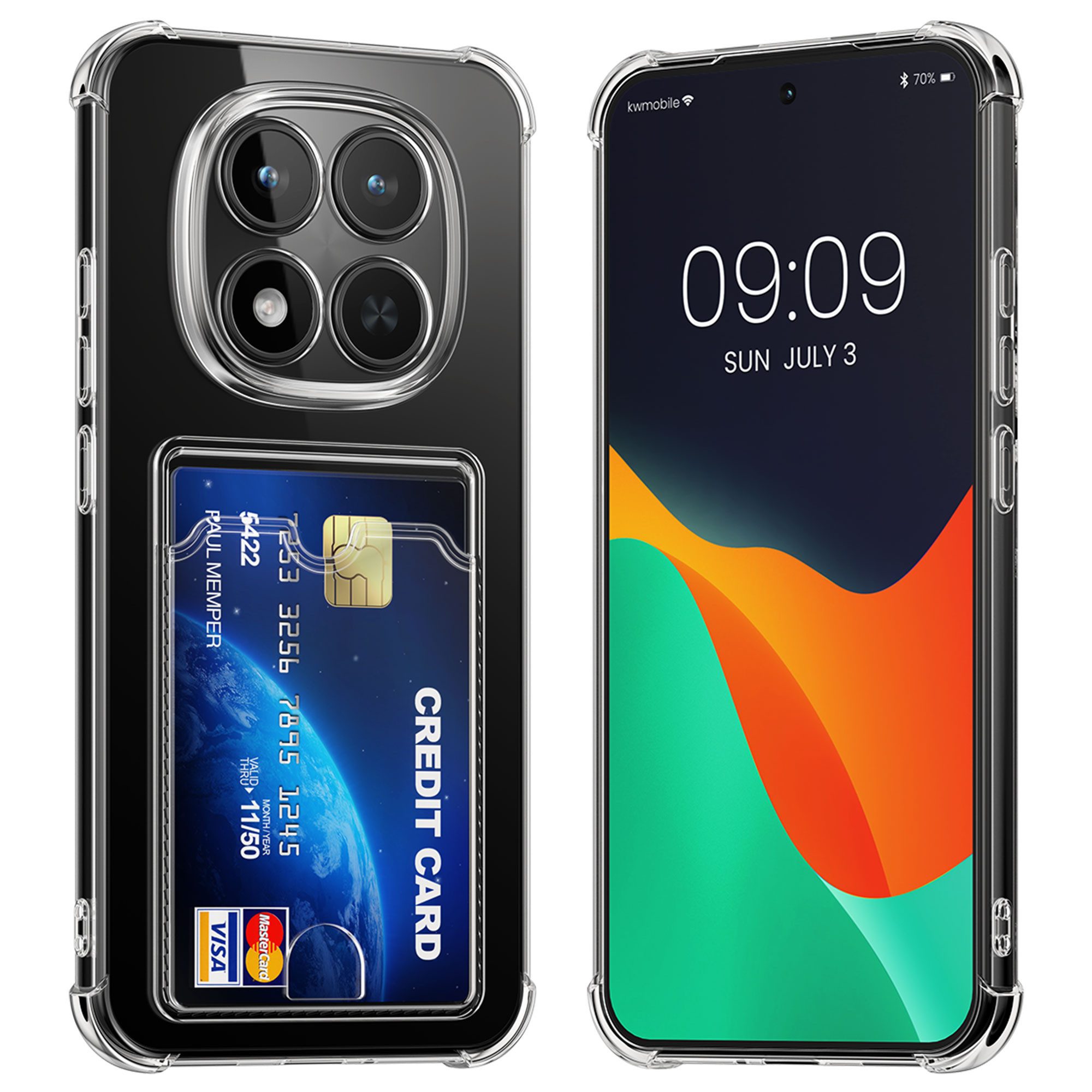 kwmobile Smartphone-Hülle Hülle mit Kartenfach für Xiaomi Redmi Note 15 Pro 5G, Handyhülle Redmi Note 15 Pro 5G mit Kartenfach Soft Case