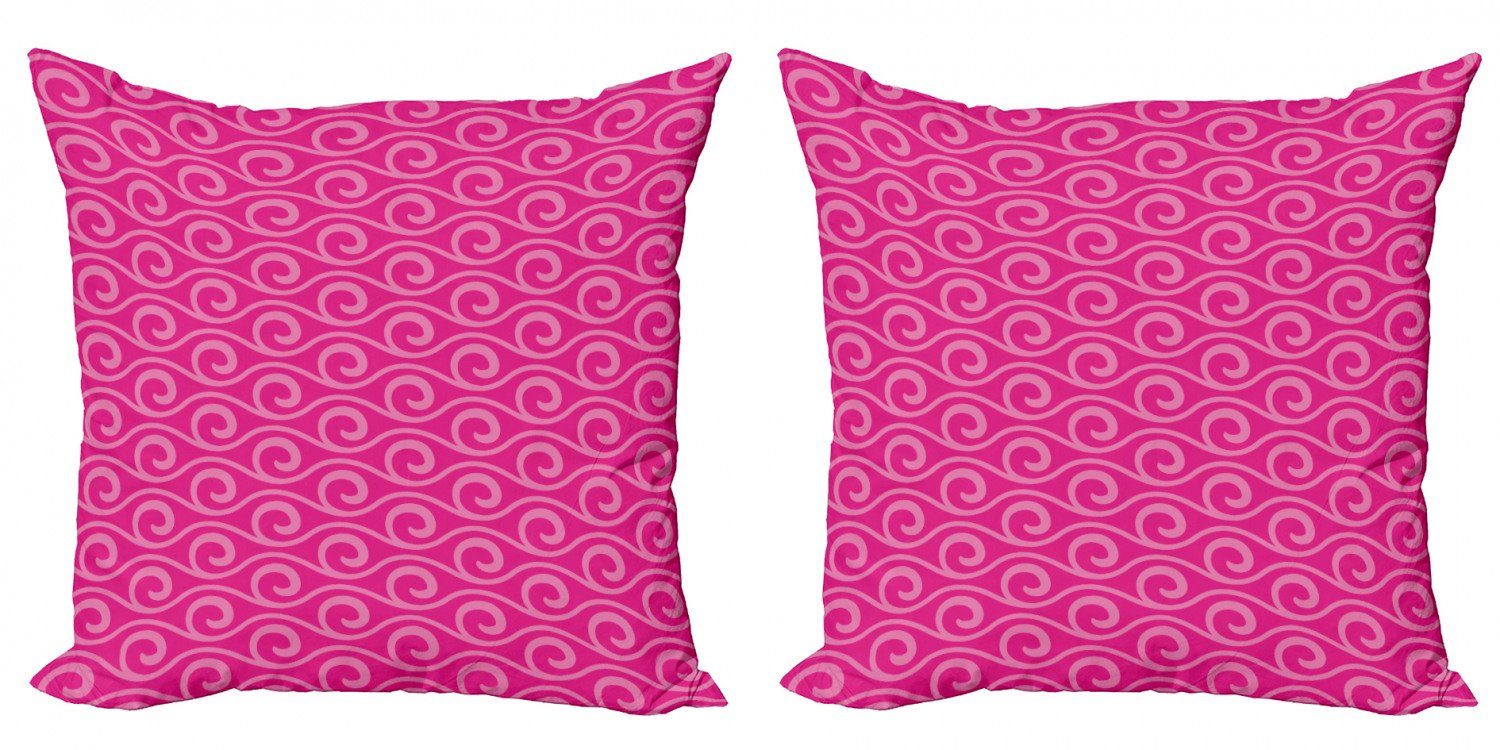 Kissenbezüge Modern Accent Doppelseitiger Digitaldruck, Abakuhaus (2 Stück), Hot Pink Fantasie Wellen Kurven