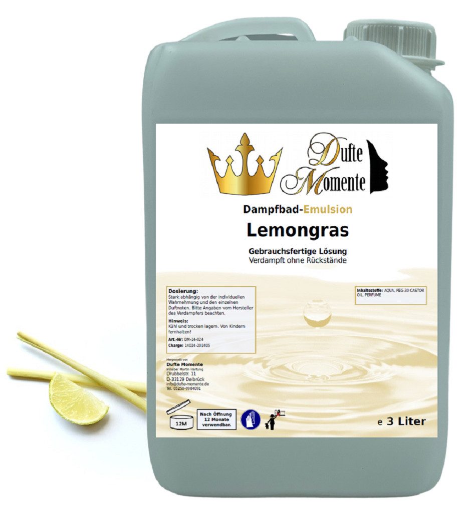 Duftöl Dampfbad Emulsion Lemongras 3 Liter