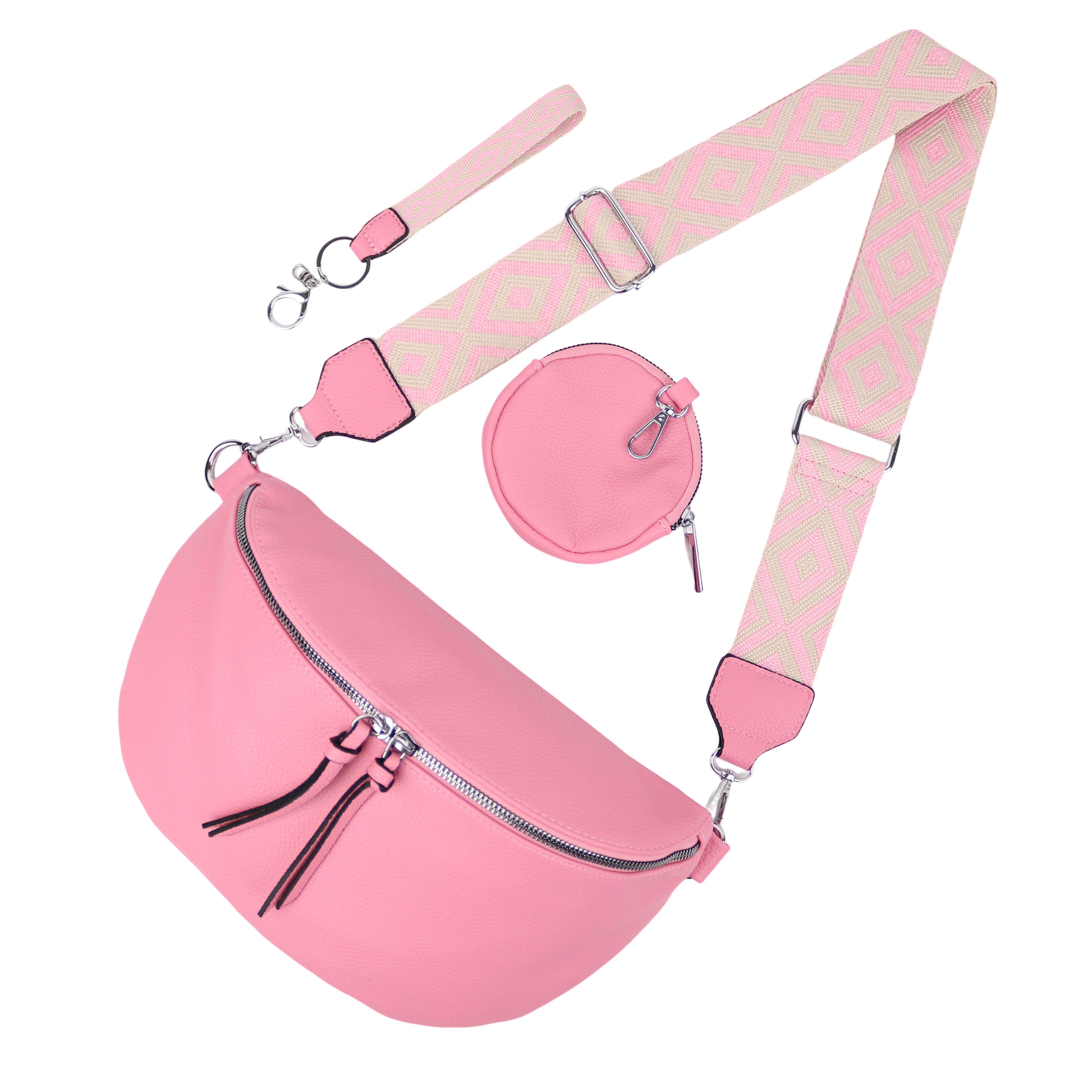 MIRROSI Bauchtasche Damen Taschen, Umhängetasche, Brusttasche, 30x19x10cm Veganes Leder (Schultertasche für jeden Anlass, (dazu 1x Schlüsselband und 1x Münzenbeutel), Crossbody Bag, Bohemian gemusterten & verstellbaren Schulterriemen