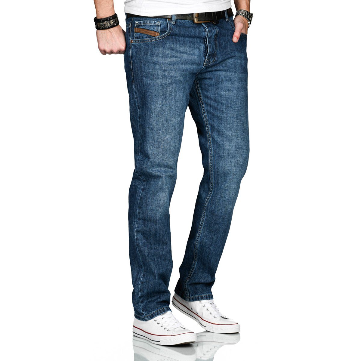 - Comfort-fit-Jeans Salvarini Bein ASMarco geradem AS201 Mittelblau mit Alessandro