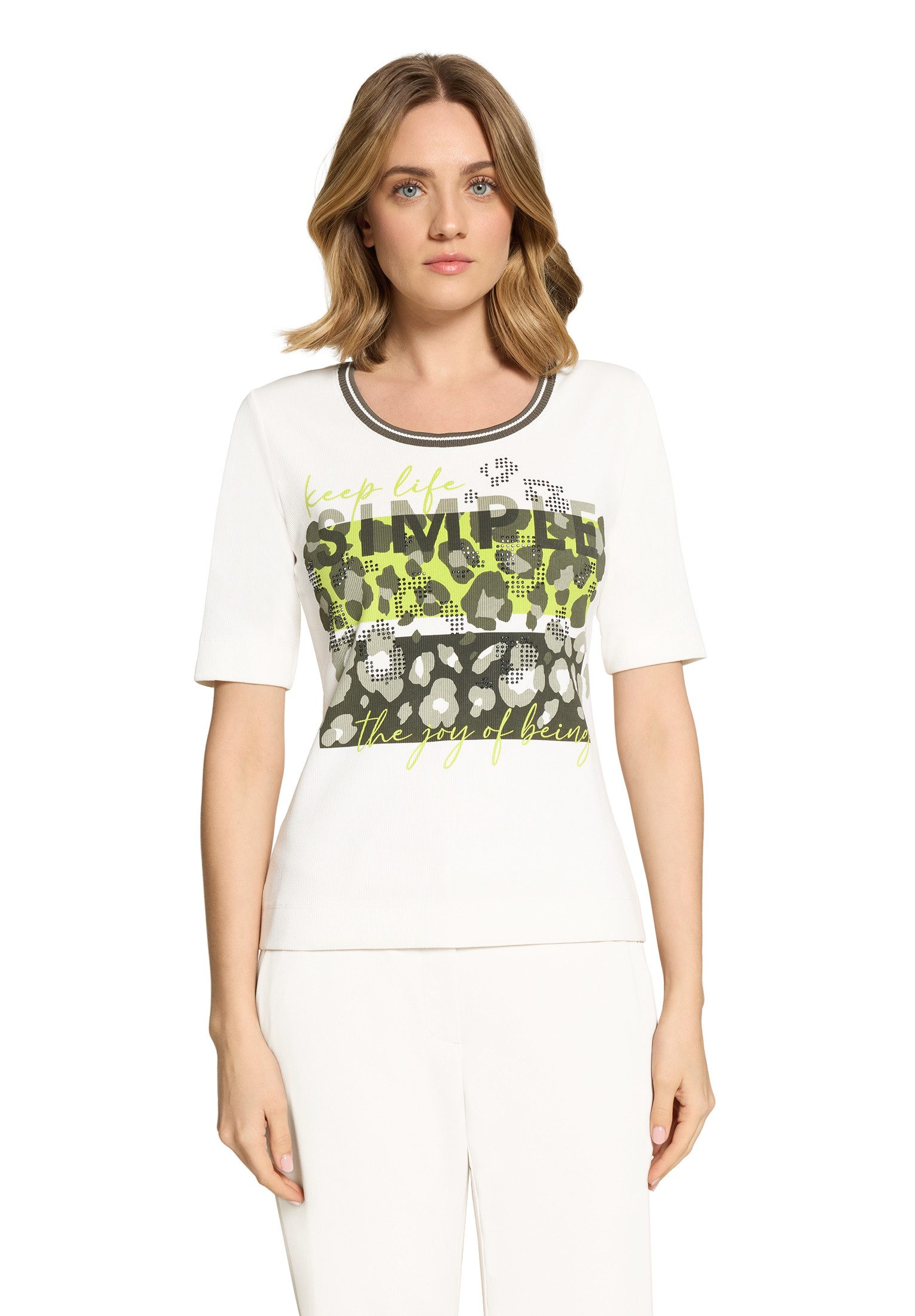 Kurzarmshirt Damen mit Rippenstruktur