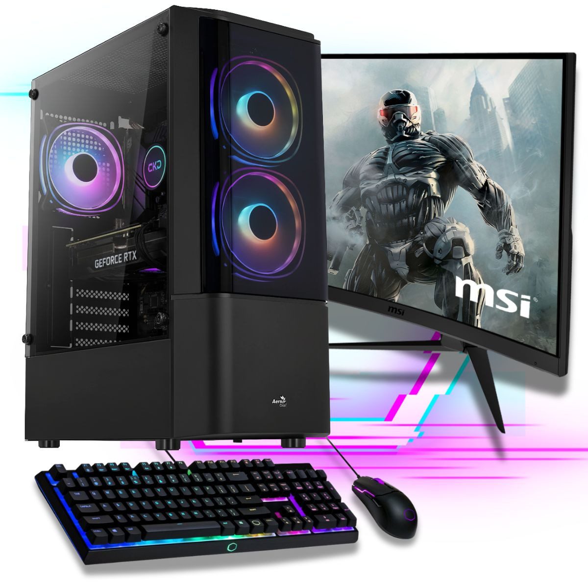 Meinpc AMD Ryzen 7 Set Gaming-PC-Komplettsystem (27", AMD Ryzen 7 5700G, Radeon Vega, 32 GB RAM, 500 GB SSD, Gaming, Gamer, RGB)