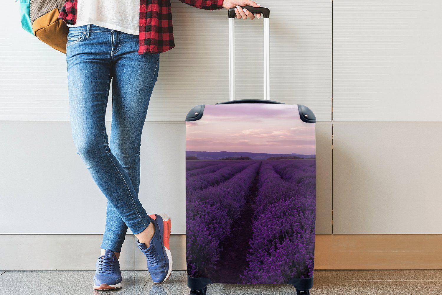 Reisetasche 4 Rollen, Handgepäck Lila Blumen Lavendel Trolley, Handgepäckkoffer - - Reisekoffer - für Natur, MuchoWow Ferien, mit rollen,