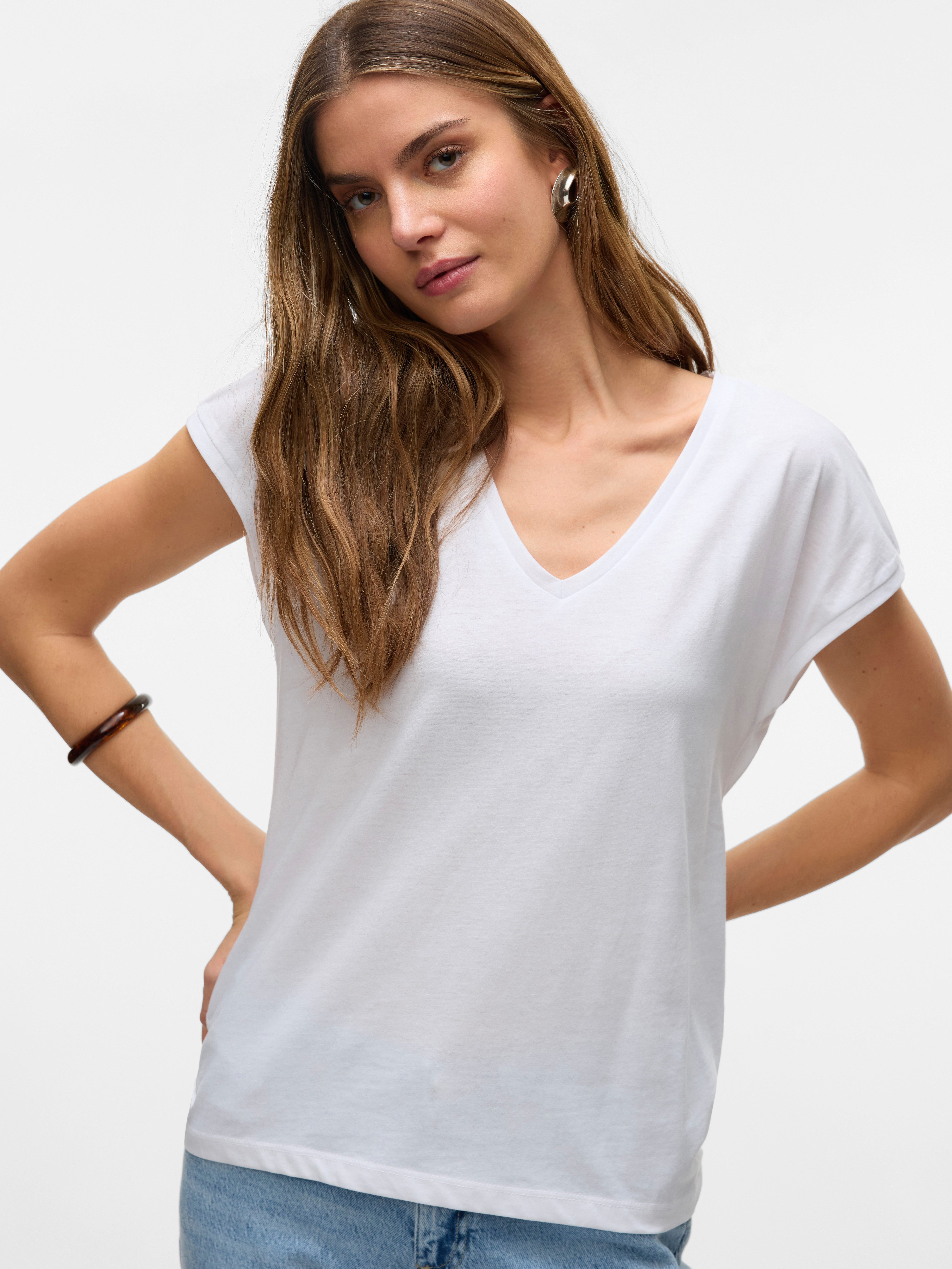 Vero Moda Kurzarmshirt VMLUNA SS V-NECK günstig online kaufen
