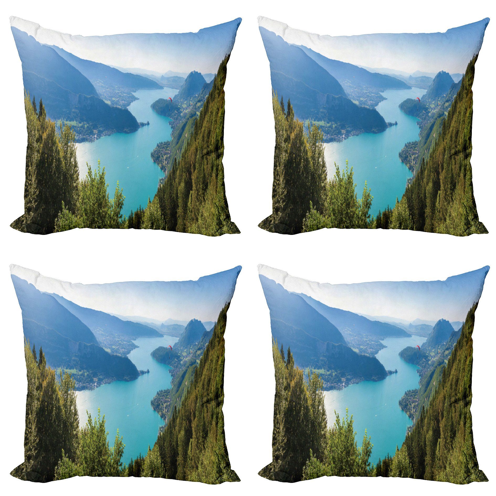 Kissenbezüge Modern Abakuhaus lake Annecy (4 Forest Luft See Pine Doppelseitiger Accent Digitaldruck, Stück)