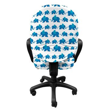 Bürostuhlhusse dekorative Schutzhülle aus Stretchgewebe, Abakuhaus, Elefant Blau-Tier-Kind-Theme