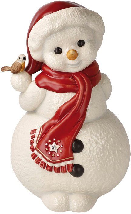 Goebel Schneemann Fröhlicher Winterfreund-limitiert, Swarovski® auf ideales Schal, Ein dem zur Weihnachtszeit Geschenk Kristall