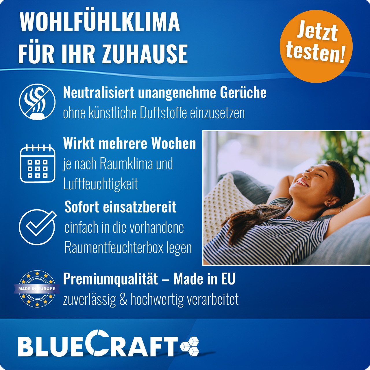 BlueCraft Luftentfeuchter-Nachfüllpack 12 - 60 x 450g Entfeuchter Granulat im Vliesbeutel, Feuchtigkeitskiller - EFFEKTIV & SCHNELL Feuchtigkeit bekämpfen Kelle – Bild 4 von 5