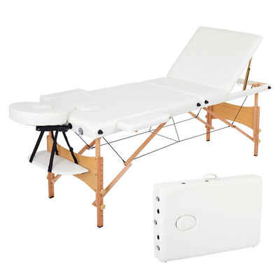 Mondeer Massageliege Mobile Massageliege Therapieliege, klappbar tragbar, 3 Zonen Holzfüße