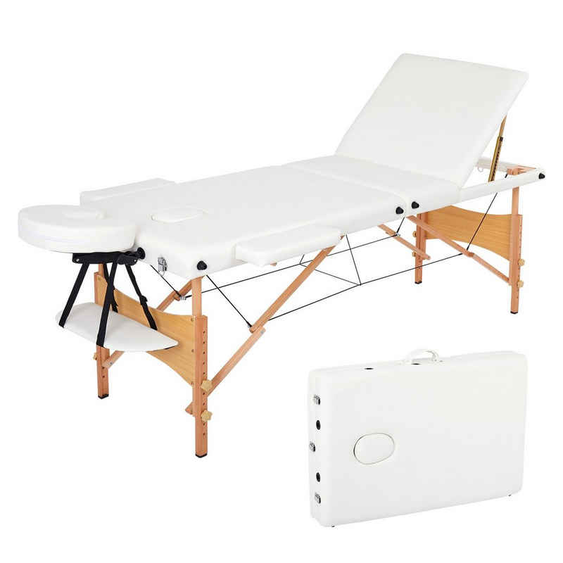 Meerveil Massageliege Mobile Massageliege Therapieliege, klappbar tragbar, 3 Zonen Holzfüße