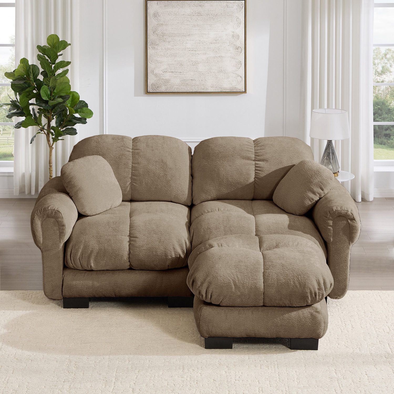 Odikalo 2-Sitzer Schlafsofa Polstersofa Ecksofa, Feines Steppdesign, eleganter Stil, Modulares sofa,Dicke Sitzkissen,Weich & Stützend,Ergonomisch geformte Rückenlehne,Einfach Aufzubauen
