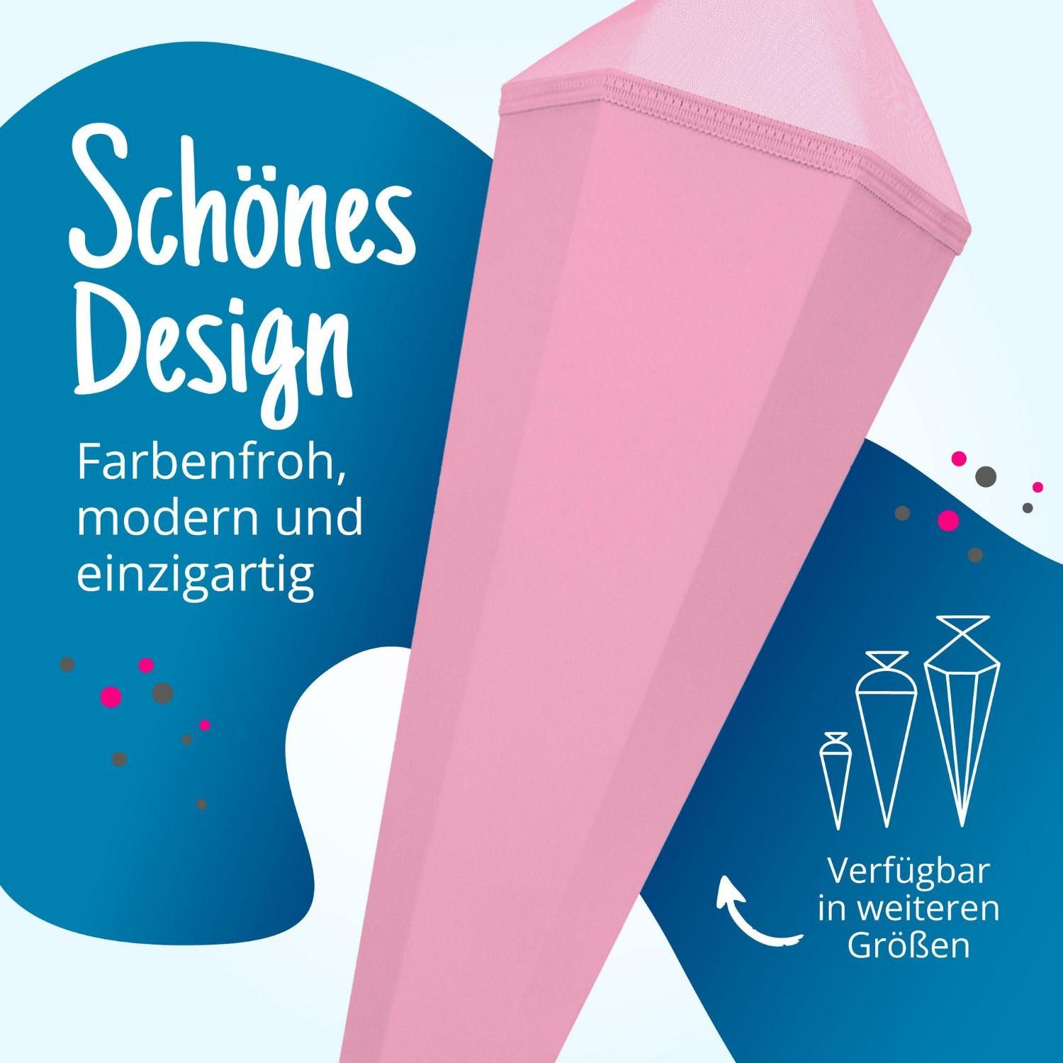 itenga Schultüte itenga Bastelschultüte mit Verschluss ROSA 6eckig 85cm – Bild 4 von 5