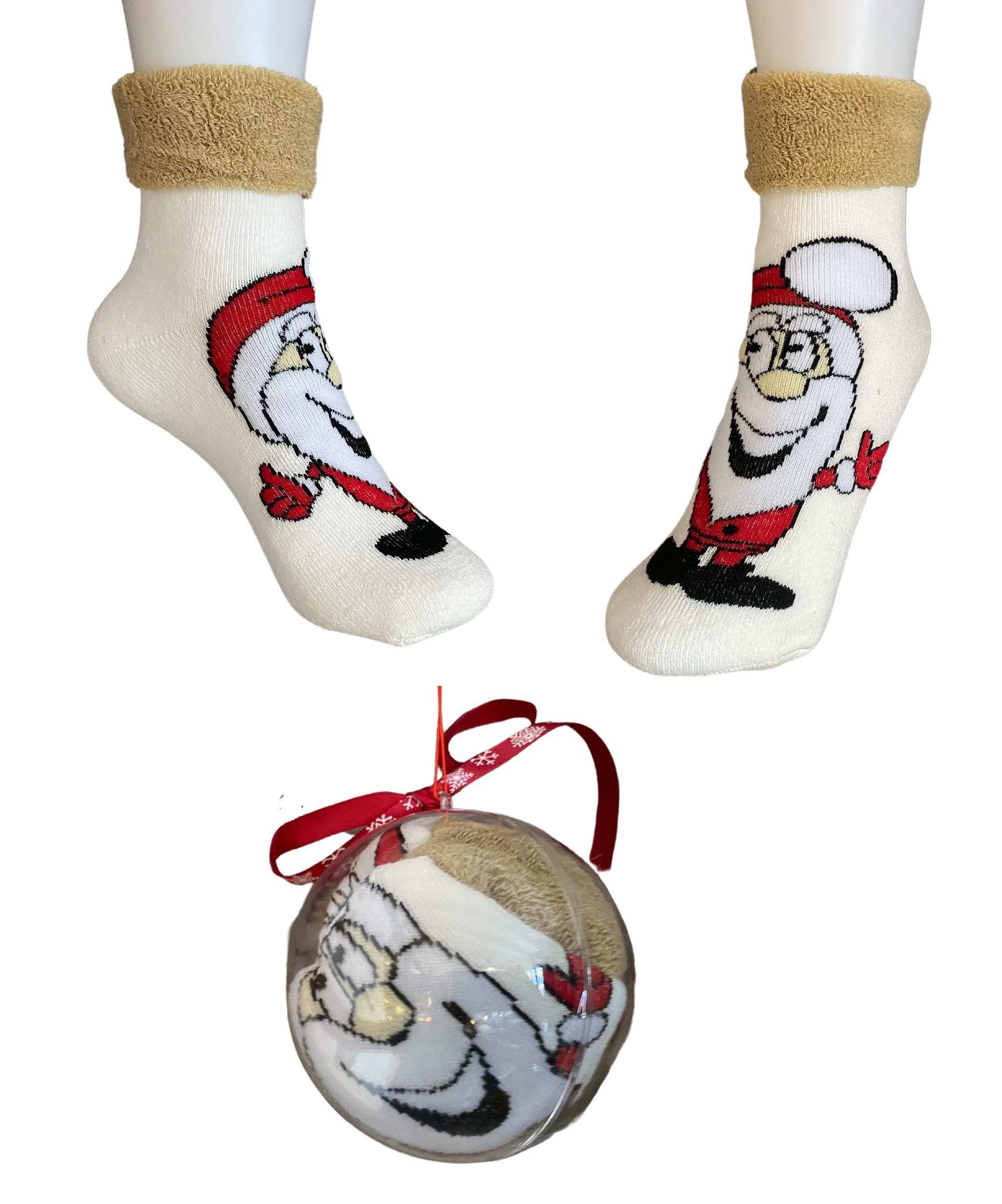 Rungassi Kuschelsocken Weihnachts Damen Socken in Weihnachts Kugel Gr. 36-41 Motiv: Motiv_10 Weiß_Motiv_10 | Wintersocken