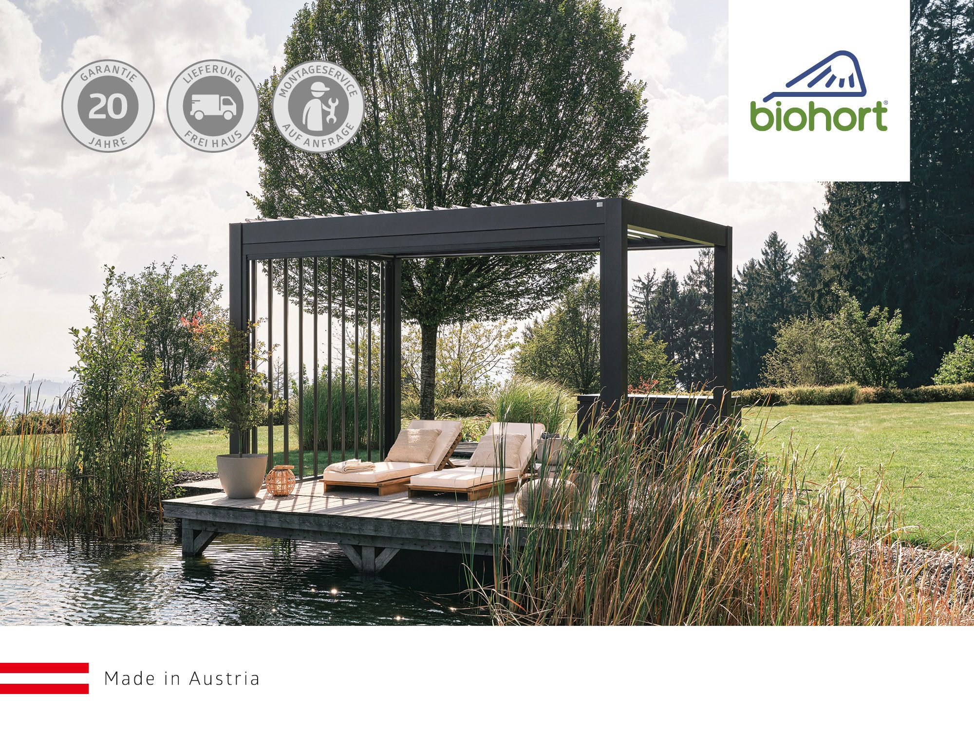 Biohort Glasschiebetür Klarglas Gr. 3 m für Pergola, verschiedene Farben, 272x 234,9 cm, Glaselemente aus 10 mm ESG